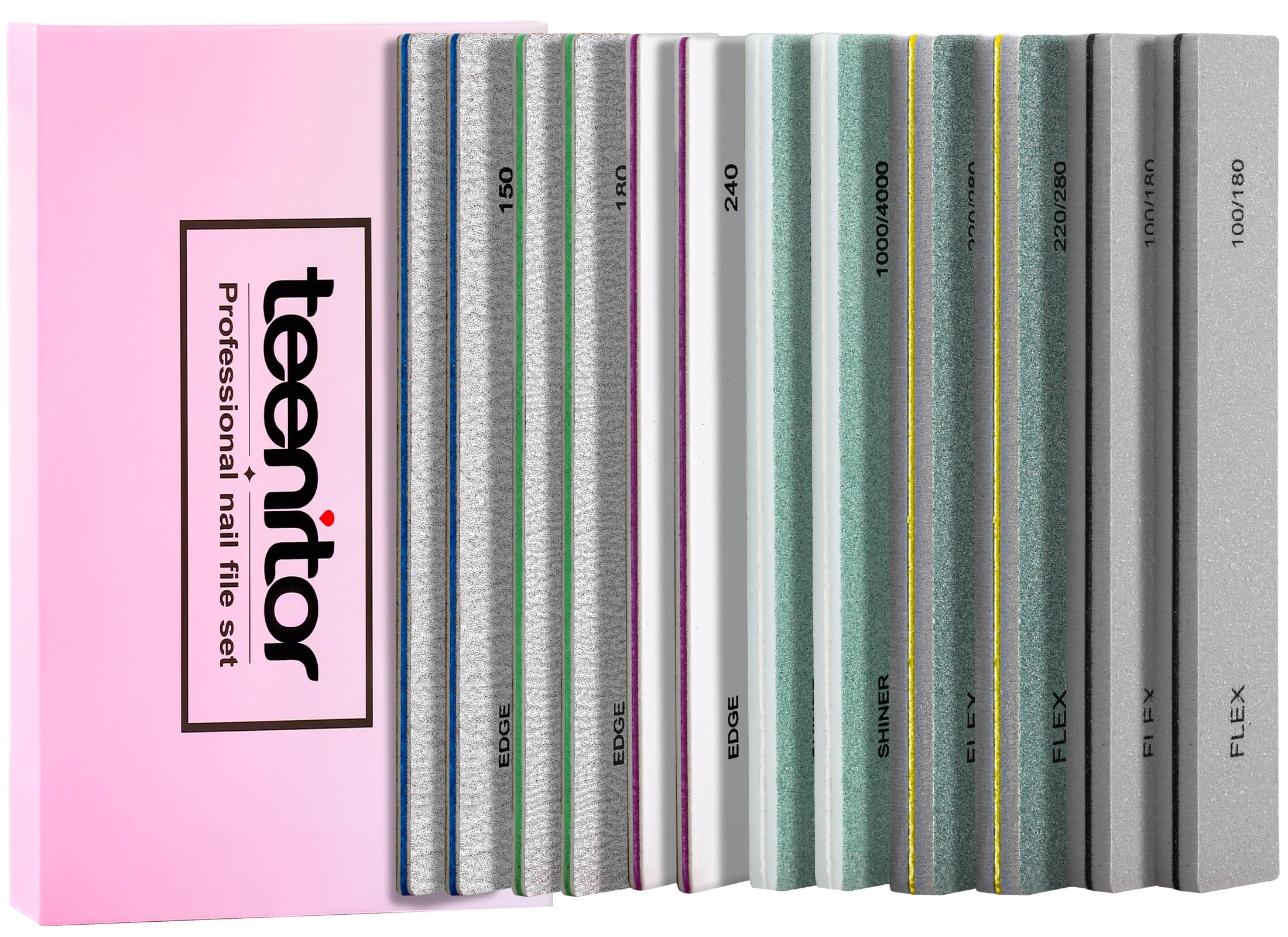 Teenitor 12-Piece Nail Care Kit - 100/180 Grit Nail Files & Buffers, Emery Boards for Smooth & Shiny Nails - Perfect Manicure & Pedicure Set for Women at Home or Salon