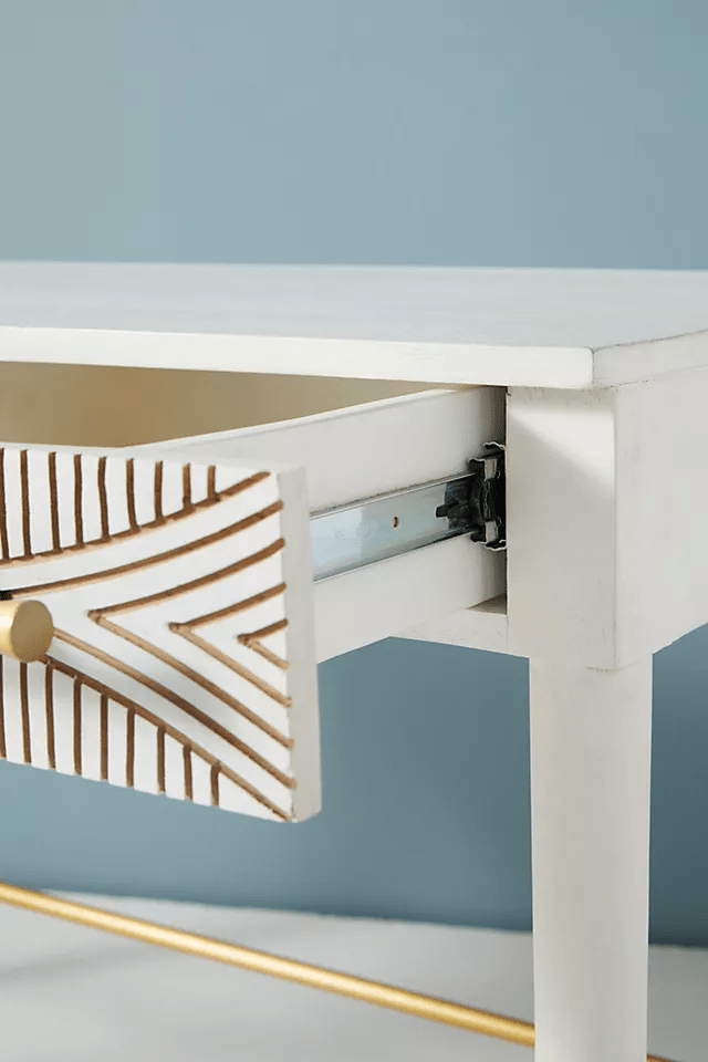 Hand Carved Thalia Work Desk - Solid Wood Office Table for Home & Study | Modern Writing Desk with Storage Drawer | Perfect for Home Office, Study Room & Workspace