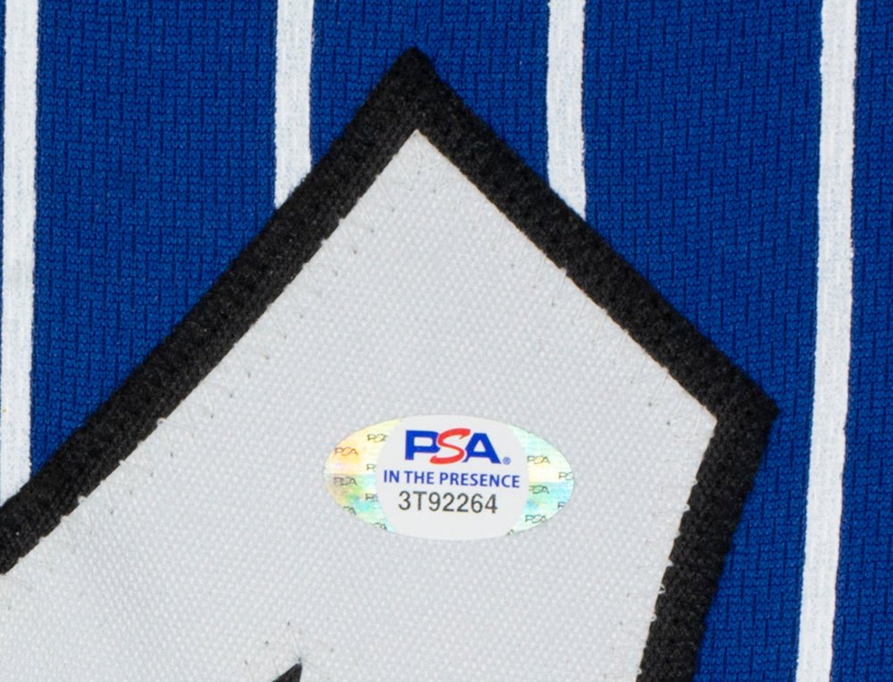 Authentic Penny Hardaway Orlando Magic Signed Framed Blue Basketball Jersey with PSA ITP Certification - Perfect for Sports Memorabilia Collectors and Orlando Magic Fans
