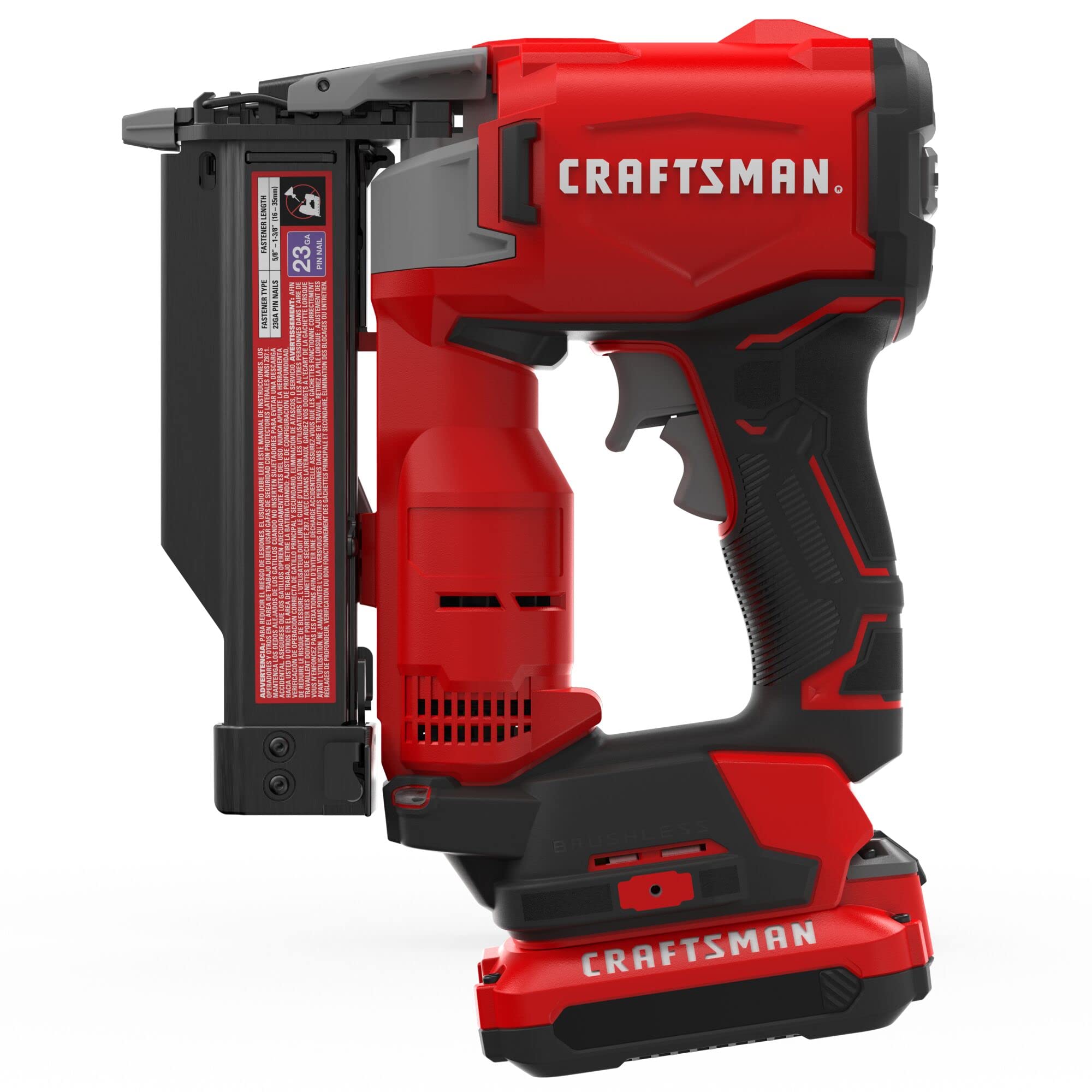 CRAFTSMAN V20 Cordless 23-Gauge Pin Nailer Kit with Battery & Charger (CMCN623C1) - Perfect for Trim Work, Cabinetry, and DIY Home Projects
