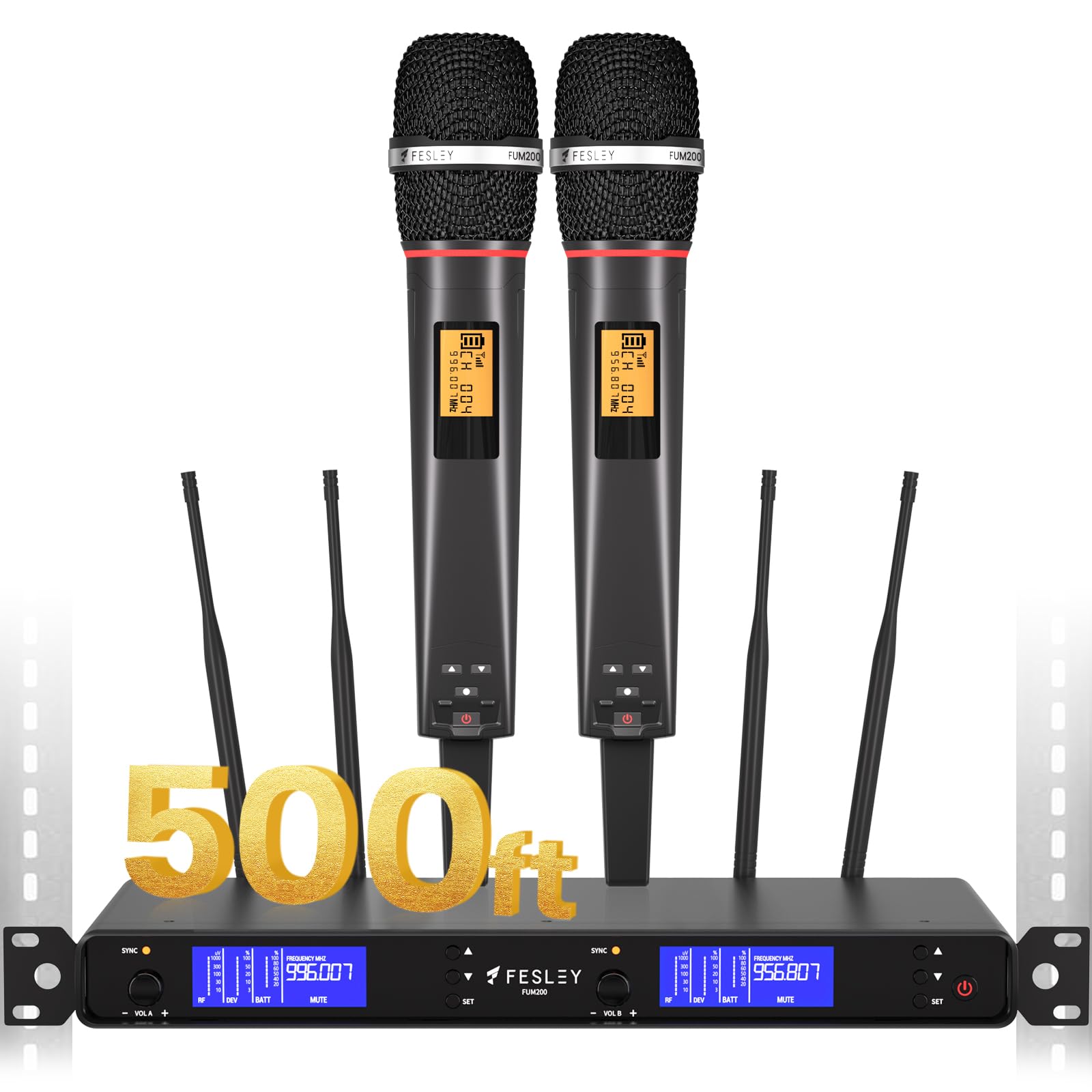 Professional Wireless Microphone System - 500ft UHF Range Handheld Dynamic Mic with Auto Scan Receiver | Ideal for Karaoke, Church, Wedding & Live Performances | Crystal Clear Sound for Singers, Speakers & Performers