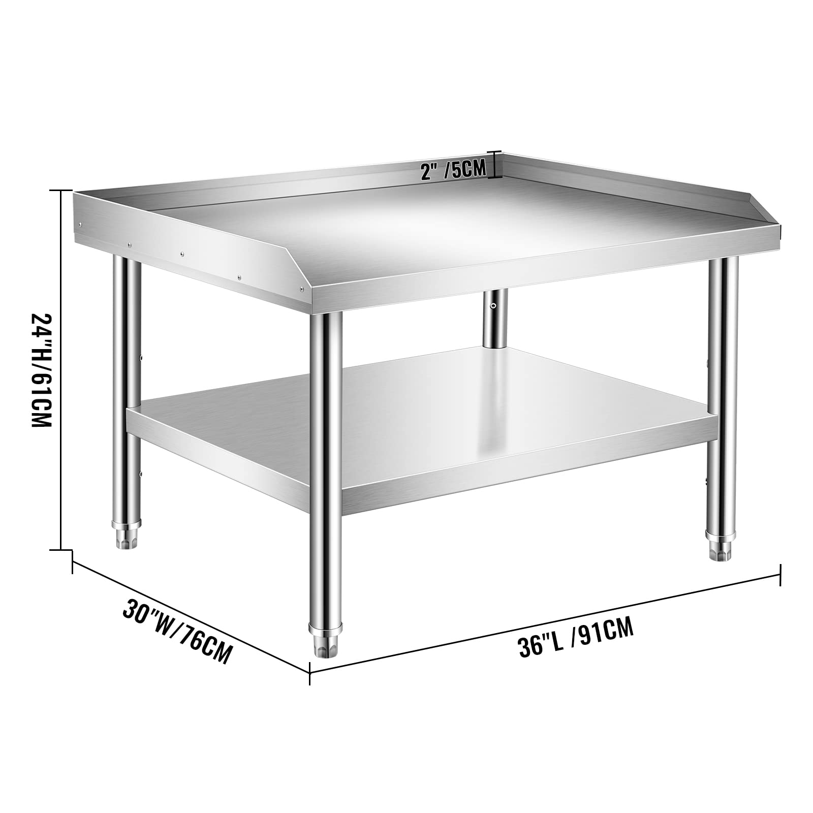 Stainless Steel Grill Stand with Adjustable Storage Shelf - 36x30x24