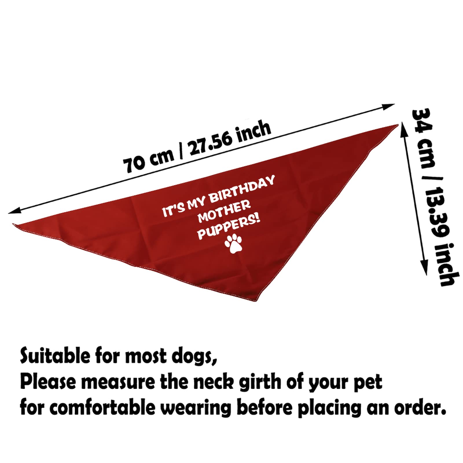 PWHAOO Happy Birthday Dog Bandana - It's My Birthday Mother Puppers Bandana for Dogs - Cute Dog Birthday Decor & Gift for Pet Lovers (Perfect for Birthday Parties, Photo Shoots & Special Occasions)