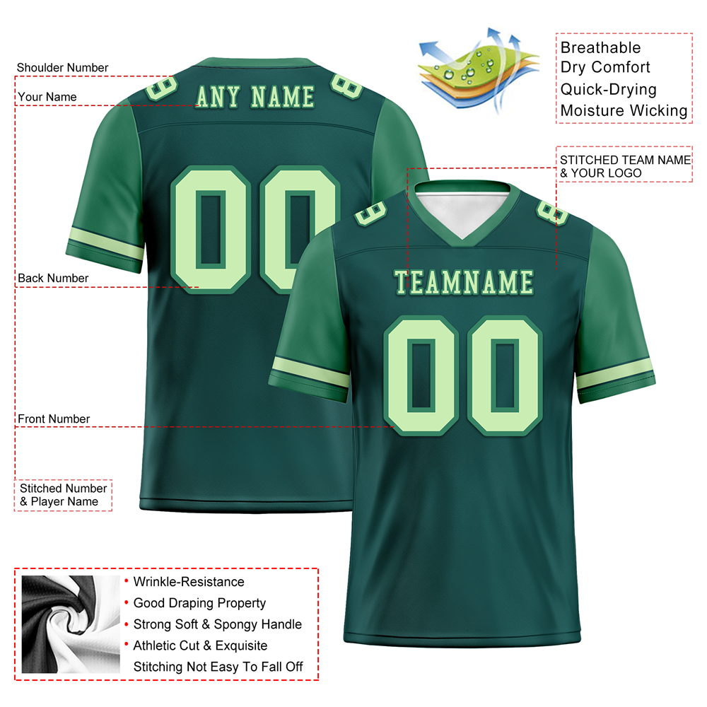 Custom Green & Pink Two-Tone Personalized Authentic Football Jersey FBJ02 - Perfect for Game Day, Team Uniforms, and Sports Fan Gifts