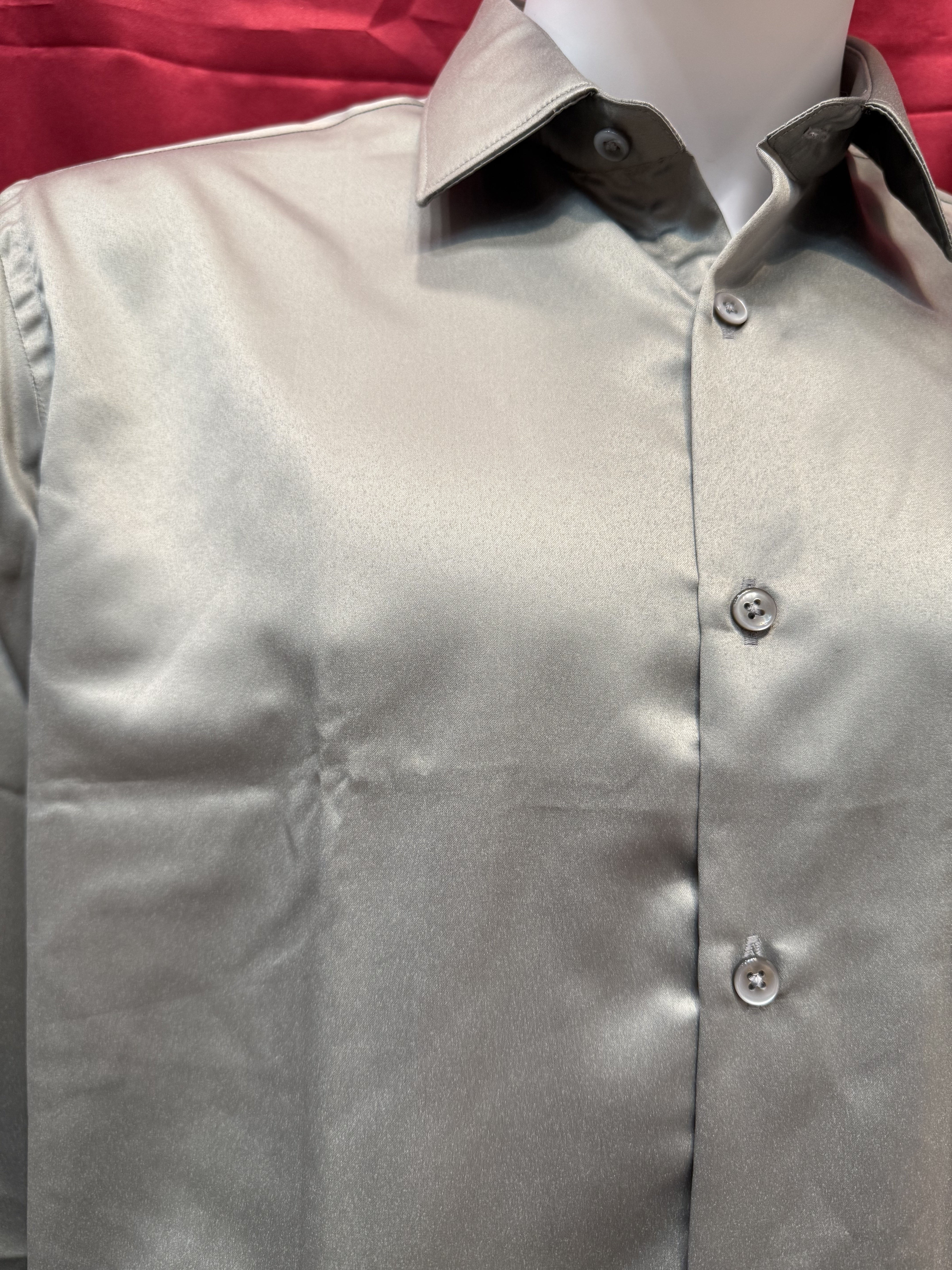 Premium Gray Silk Long Sleeve Shirt for Men - Elegant Formal Wear & Business Attire for Office, Weddings & Special Occasions