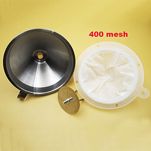 Premium 304 Stainless Steel Kitchen Funnel Set - 3 Piece with 400 Mesh Filter & Wide Mouth Strainer for Wine, Liquids, Dry Powder Transfer - Ideal for Home Brewing, Cooking, Baking & Canning (5 Inch Funnel)