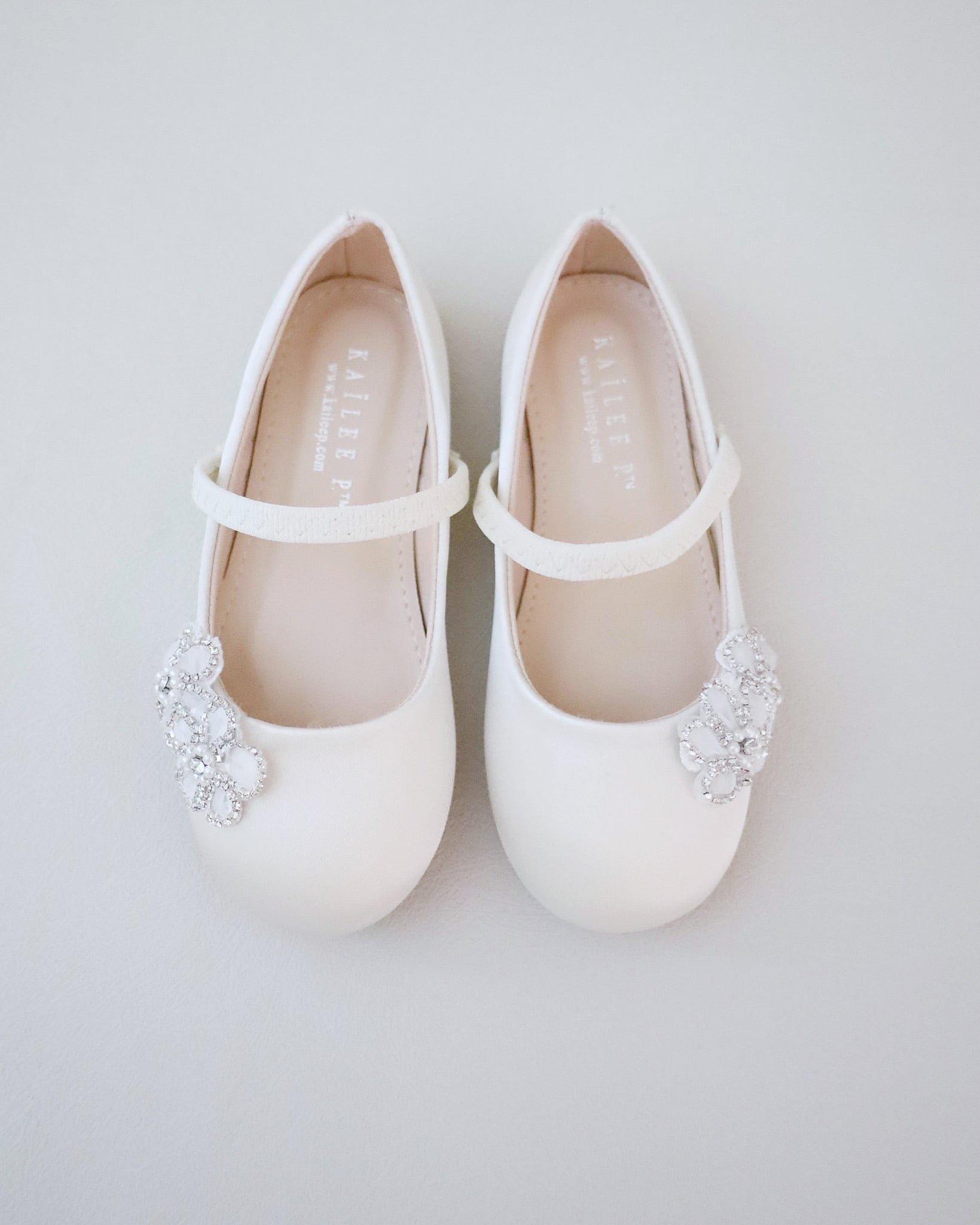 Elegant Satin Mary Jane Flats with Rhinestone Accents & Chassia Flower Design - Perfect for Weddings, Parties & Special Occasions
