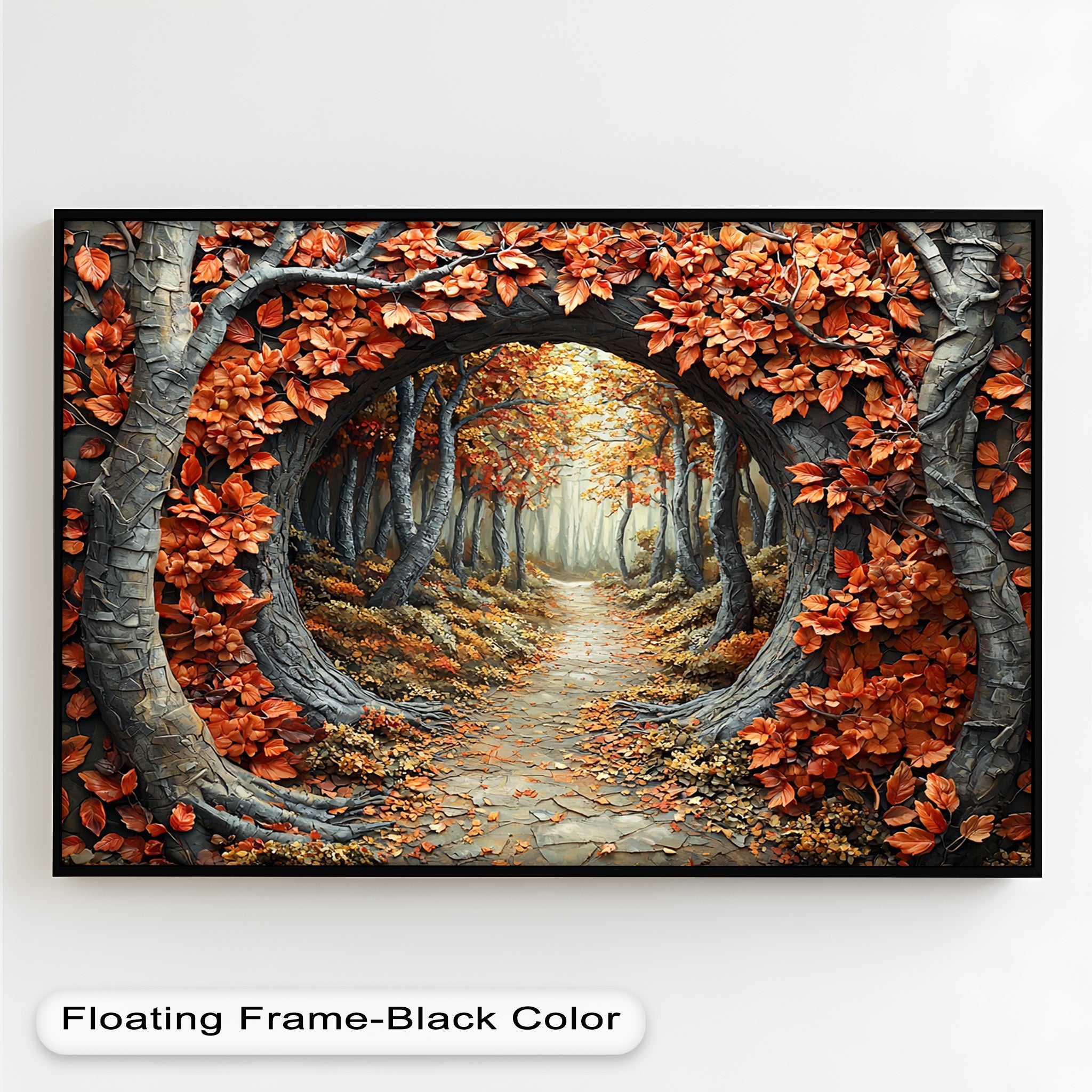 Autumn Path - Enchanted Forest Oil Painting Wall Art for Living Room, Bedroom Decor - Nature Landscape Canvas Print for Home & Office