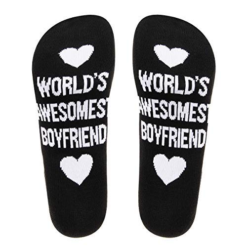 Awesome Boyfriend Socks - Funny & Cute Gift for Him - Anniversary, Valentine's Day & Christmas Presents - Perfect for Couples & Romantic Occasions