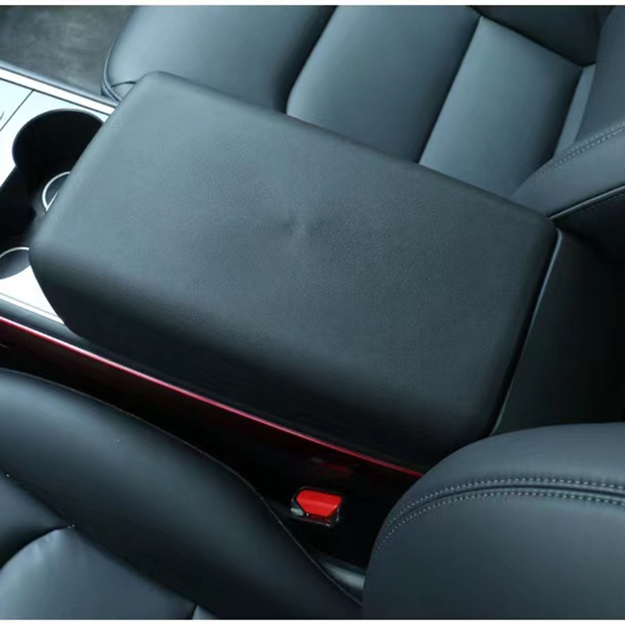 Premium Armrest Box Cover for Tesla Model 3 & Model Y - Soft PU Leather Center Console Organizer - Perfect for Storage Protection & Interior Upgrade (2017-2023 Models) - Ideal for Road Trips & Daily Commuting