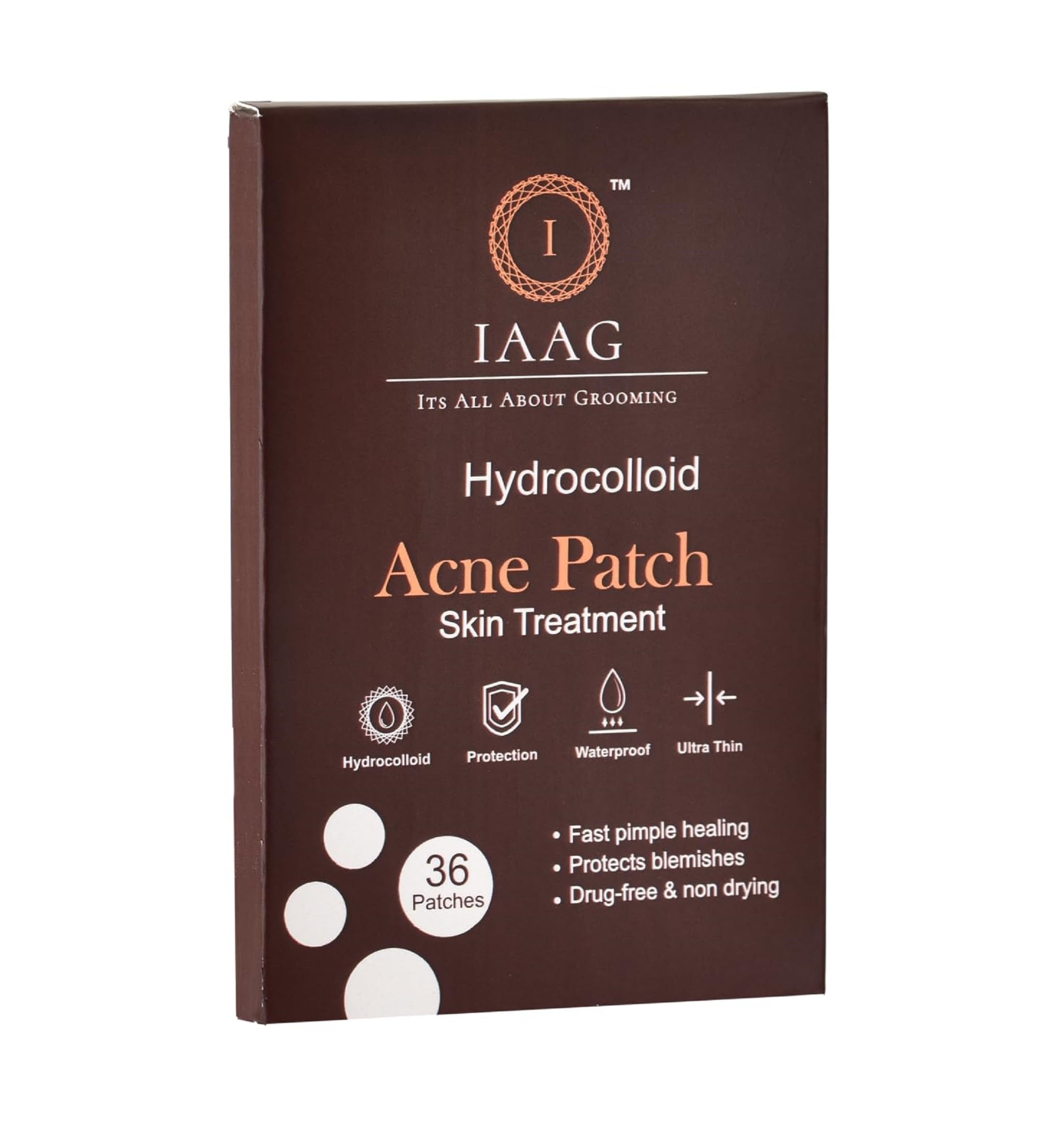 IAAG Acne Pimple Patch (1 Leaf) | Hydrocolloid Waterproof Patches for Active Acne Treatment | Overnight Pimple Absorbing & Oil Control | Invisible Facial Stickers for All Skin Types | Perfect for Daily Use, Travel, and Post-Workout Skin Care