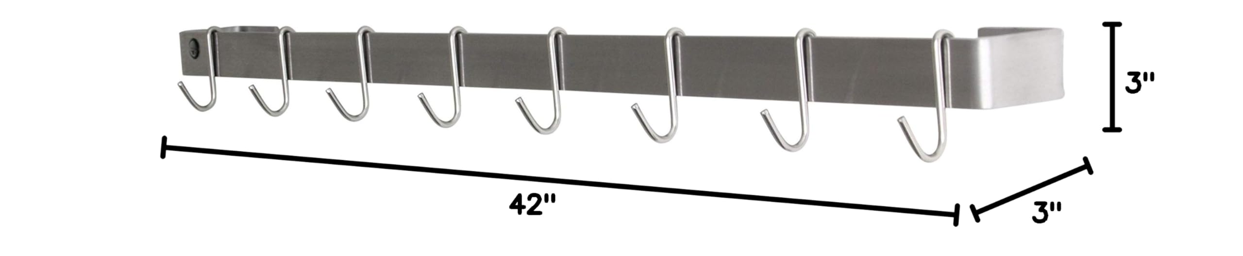 Enclume Premier 42-Inch Stainless Steel Wall Mounted Pot and Utensil Rack - Organize Kitchen Cookware, Pans & Cooking Tools - Perfect for Home Chefs & Restaurant Style Kitchens