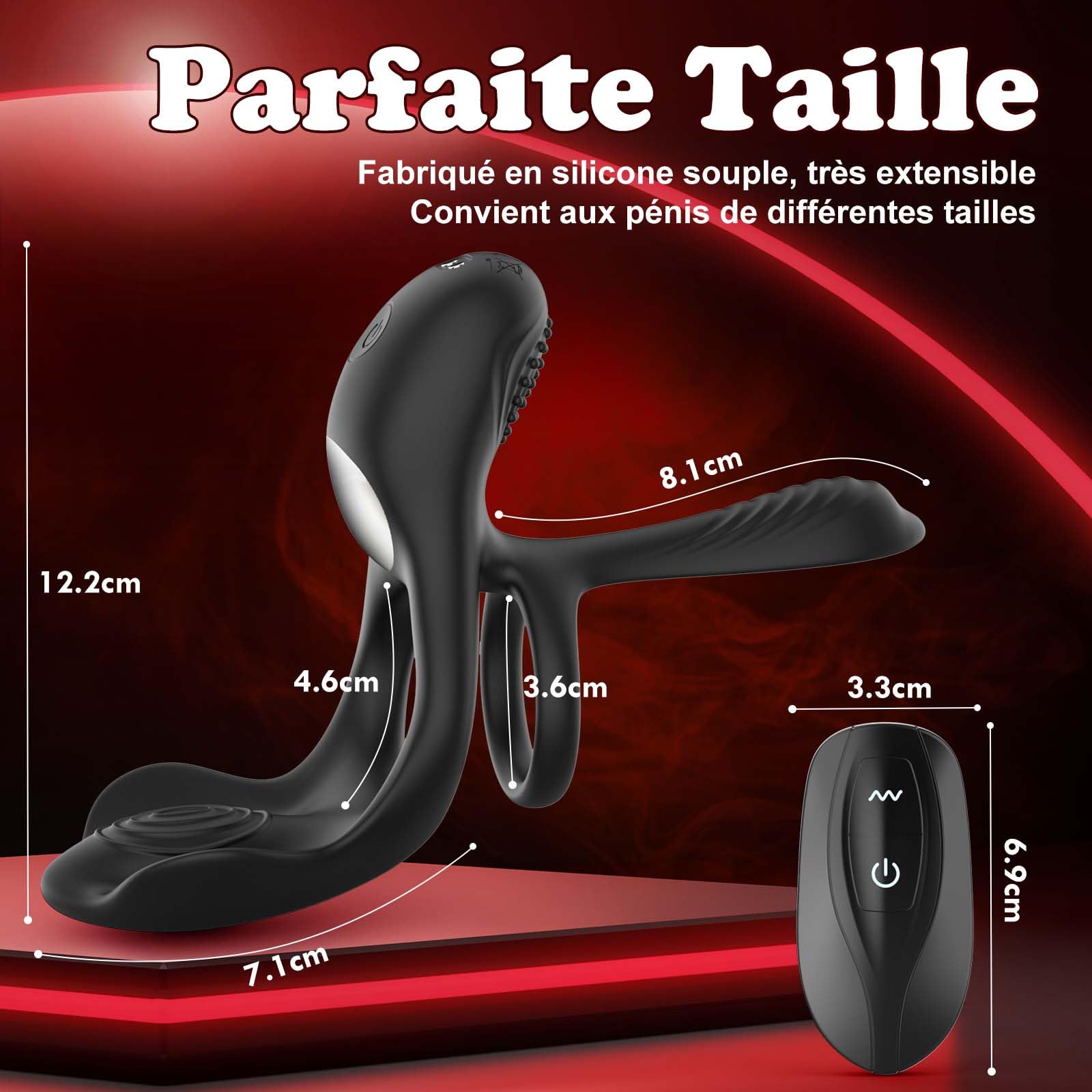 4 in 1 Vibrating Cock Ring for Men - Penis Ring with 10 Vibration Modes, Clitoral & G-Spot Stimulator - Couples Sex Toy for Enhanced Pleasure & Longer Erections - Perfect for Date Nights & Spicing Up Relationships