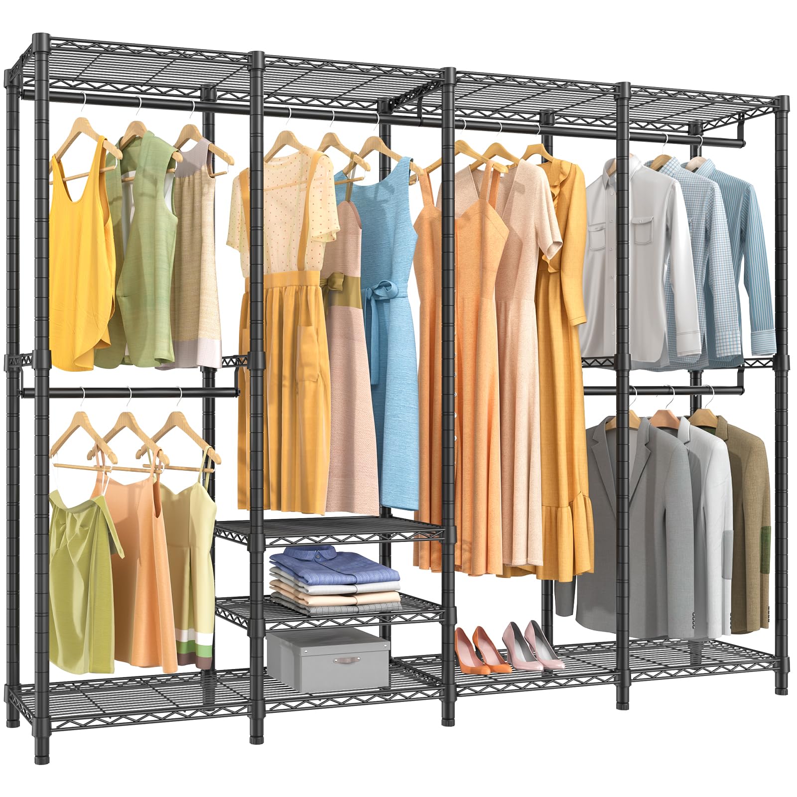 VIPEK V40 Heavy Duty Garment Rack - 1110lbs Capacity Freestanding Clothes Hanging Rack for Bedroom, Closet & Wardrobe Organization | Durable Black Metal Clothing Rack for Home, Laundry Room & Retail Store Display