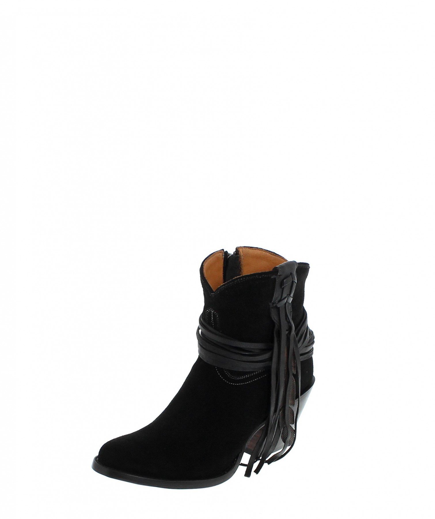 Lucchese Women's Robyn Round Toe Ankle Boots - Mid Heel 2-3 Inches - Black Leather Western Boots for Casual Wear & Country Dancing
