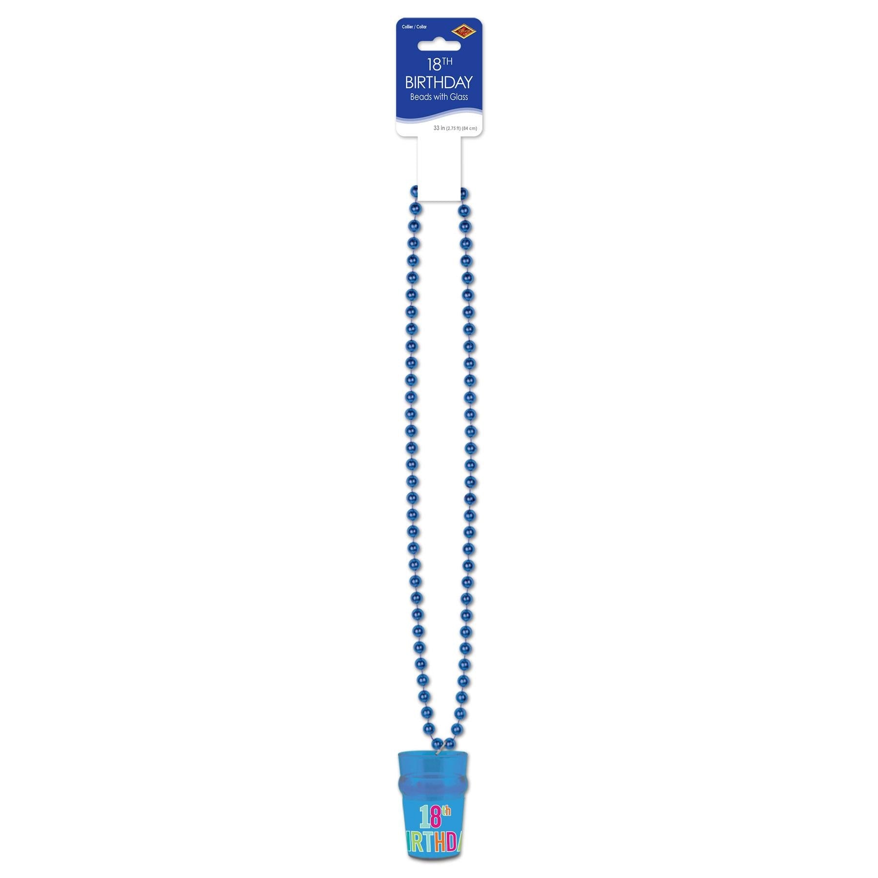 12 Pack Beistle 18th Birthday Bead Necklaces - Assorted Glass Colors for Party Favors, Birthday Celebrations & Festive Events