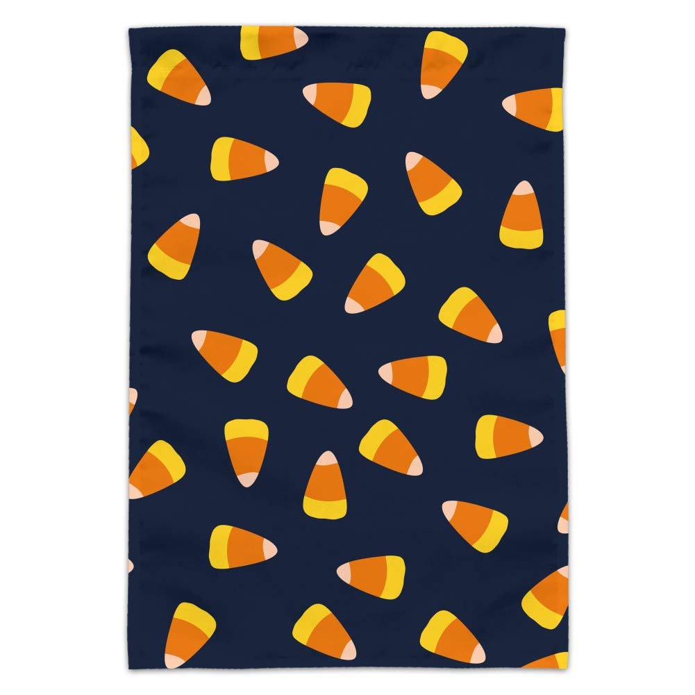 Sweet Orange Candy Corn Pattern Garden Yard Flag - Seasonal Halloween & Fall Outdoor Decor for Lawns, Porches, and Patios