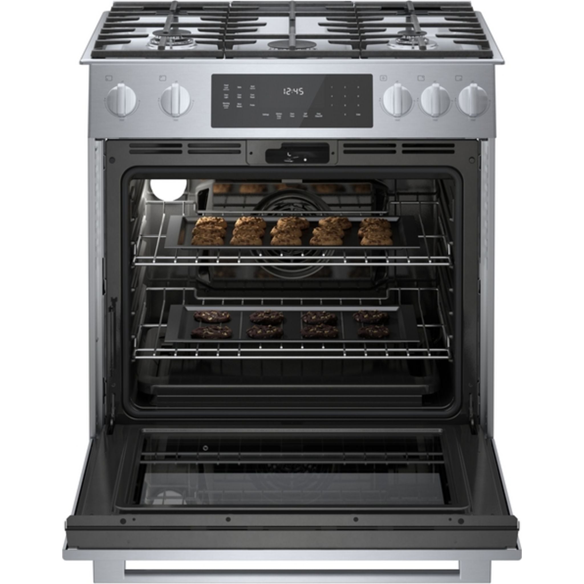 Bosch HGIP056UC 30 Inch Slide-In Gas Range - Stainless Steel, 5 Burners, Convection Oven - Perfect for Modern Kitchens & Home Cooking