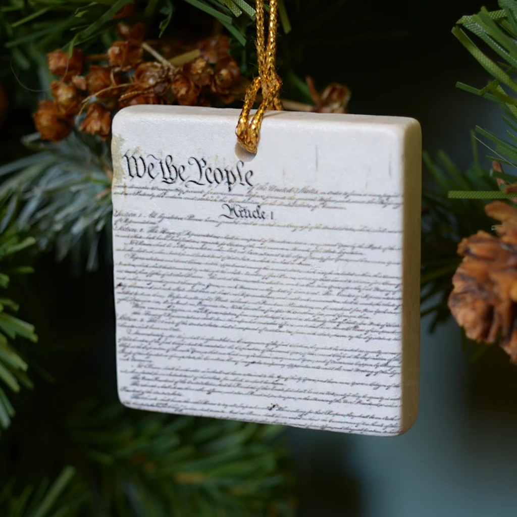 Constitution Tile Ornament - Patriotic Home Decor for Independence Day, Memorial Day & American History Enthusiasts | Perfect for Fireplace, Wall Display & Gift Giving