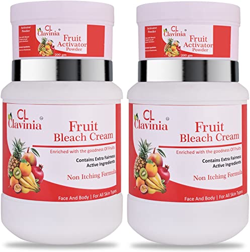 Clavinia Fruit Bleach Cream - 1000ml (Pack of 2) | Skin Brightening & Dark Spot Treatment | Perfect for Face, Body & Underarms