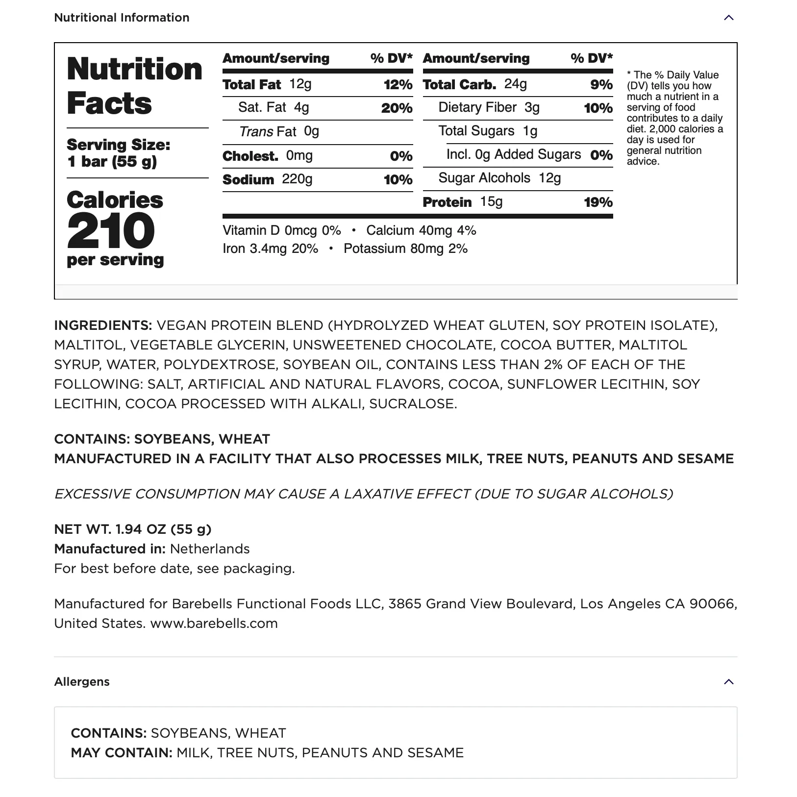 Barebells Vegan Protein Bars - High Protein, Low Sugar, Gluten-Free Snacks for Fitness & Energy | Perfect for Post-Workout, On-the-Go & Healthy Lifestyle