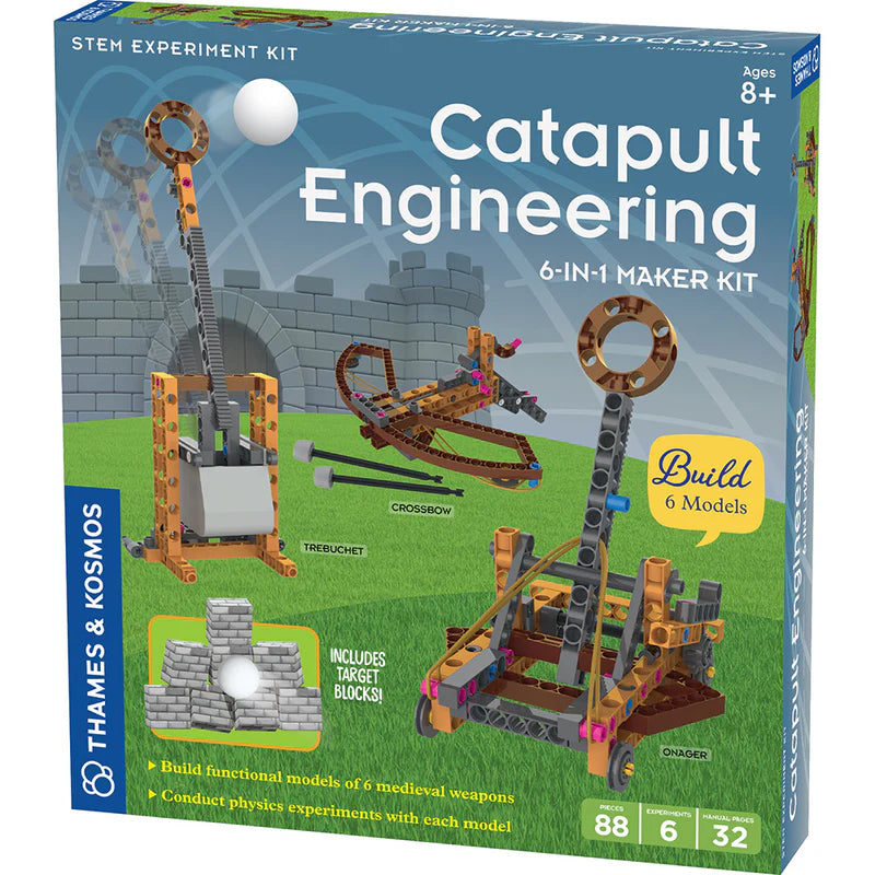 6 in 1 Catapult Engineering Maker Kit for Kids - DIY STEM Building Toys for Science Experiments & Medieval History Projects - Perfect for Classroom Learning & Home Education Activities