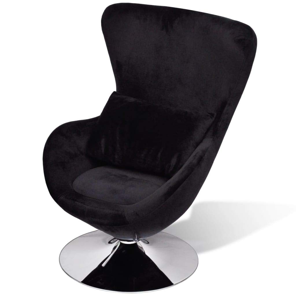 H.BETTER Swivel Egg Chair with Cushion - Velvet Indoor Living Room Chair, 360-Degree Rotating Modern Accent Chair in Black - Perfect for Lounge, Bedroom, Patio & Reading Nook