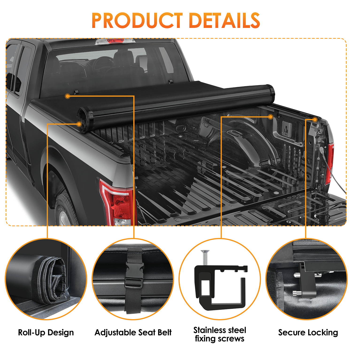 5.8ft Truck Bed Cover for Chevy Silverado 1500 & GMC Sierra 1500 (2014-2018) | Waterproof Hard Tonneau Cover | Durable Pickup Truck Accessory for Hauling & Outdoor Adventures