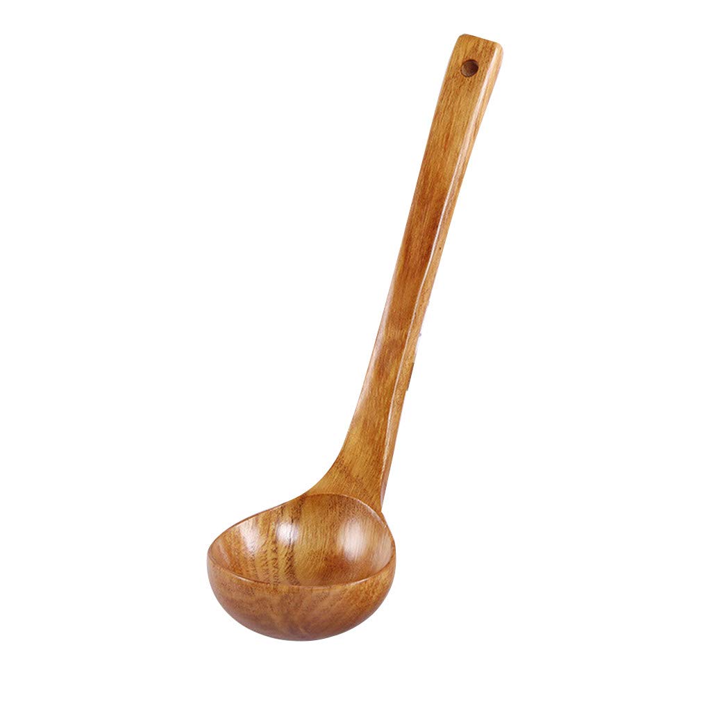 Premium Wooden Soup Spoons Set of 4 - Natural Long Handle Kitchen Utensils for Dining, Bar & Restaurant Use - Ideal for Soups, Stews, Cereals & Desserts - Beige Color Tableware Accessories