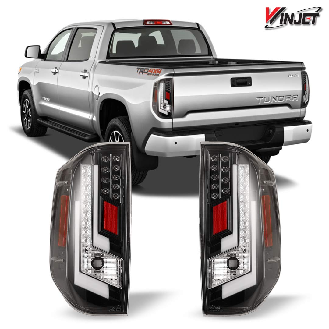 Winjet Off Road LED Tail Lights for Toyota Tundra 2014-2020 - Glossy Black/Clear DRL Lights (WJ20-0377-16) | Enhanced Visibility & Style for Night Driving & Off-Road Adventures