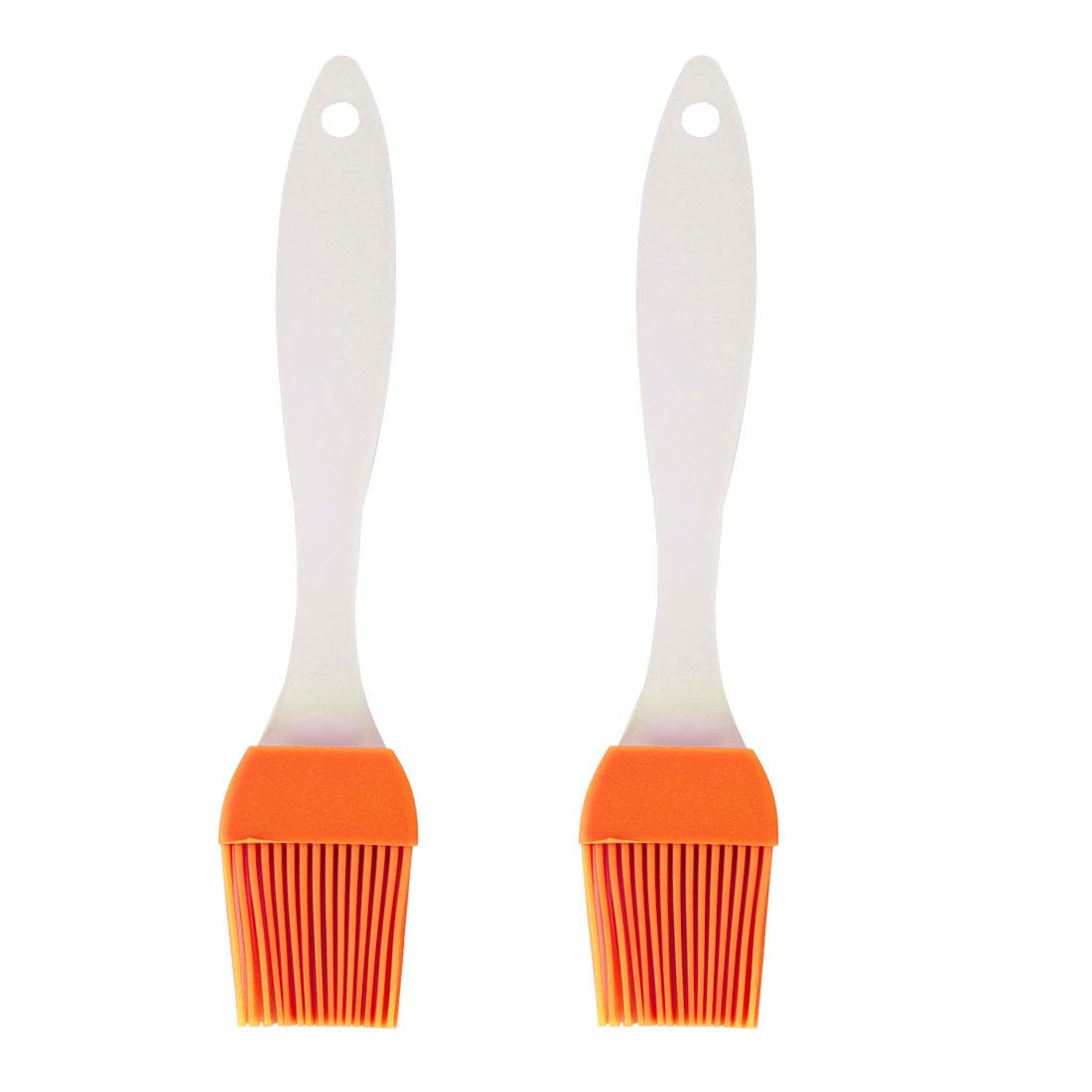 uxcell 2pcs Heat Resistant Silicone Basting Brush, Non-Stick Flexible Kitchen Cooking Tool, Essential for Baking, Grilling, and Barbecue, Orange