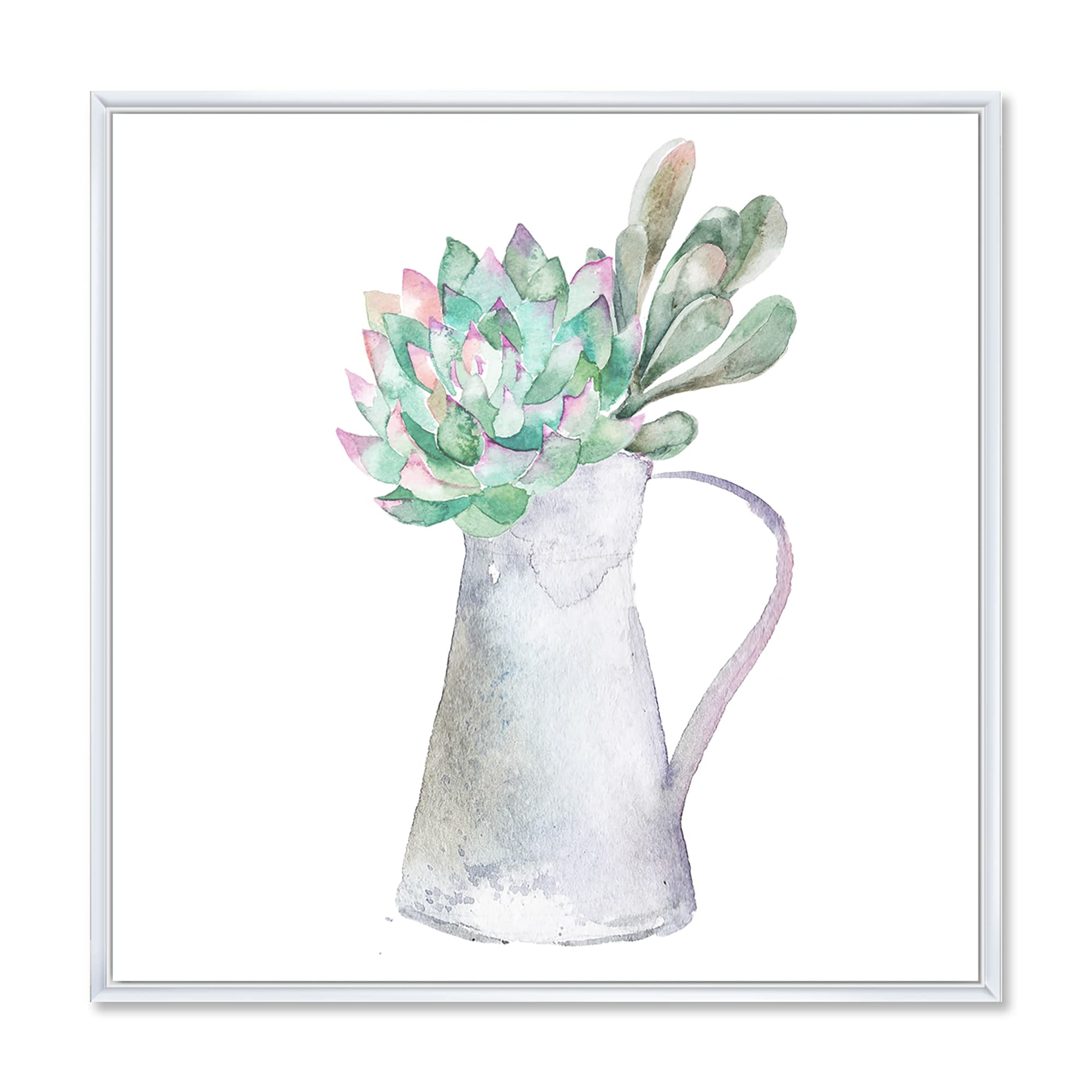DesignQ Succulent Plant Framed Canvas Wall Art - Modern Home Decor for Living Room, Bedroom & Office | Nature-Inspired Botanical Print