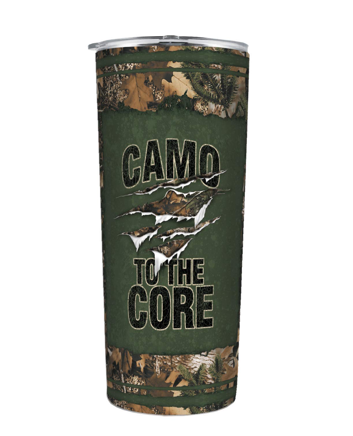 INDIGO FALLS Camo Core Stainless Steel Tapered Drink Tumbler 24oz - Insulated Travel Mug for Coffee, Tea & Cold Beverages - Perfect for Camping, Hiking & Outdoor Adventures
