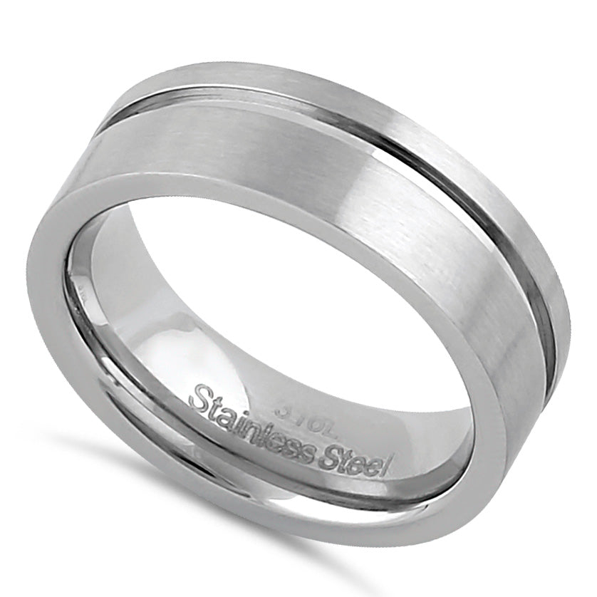 7mm Brushed Stainless Steel Men's Wedding Band - Durable & Stylish Ring for Men, Perfect for Engagement, Anniversary, and Everyday Wear