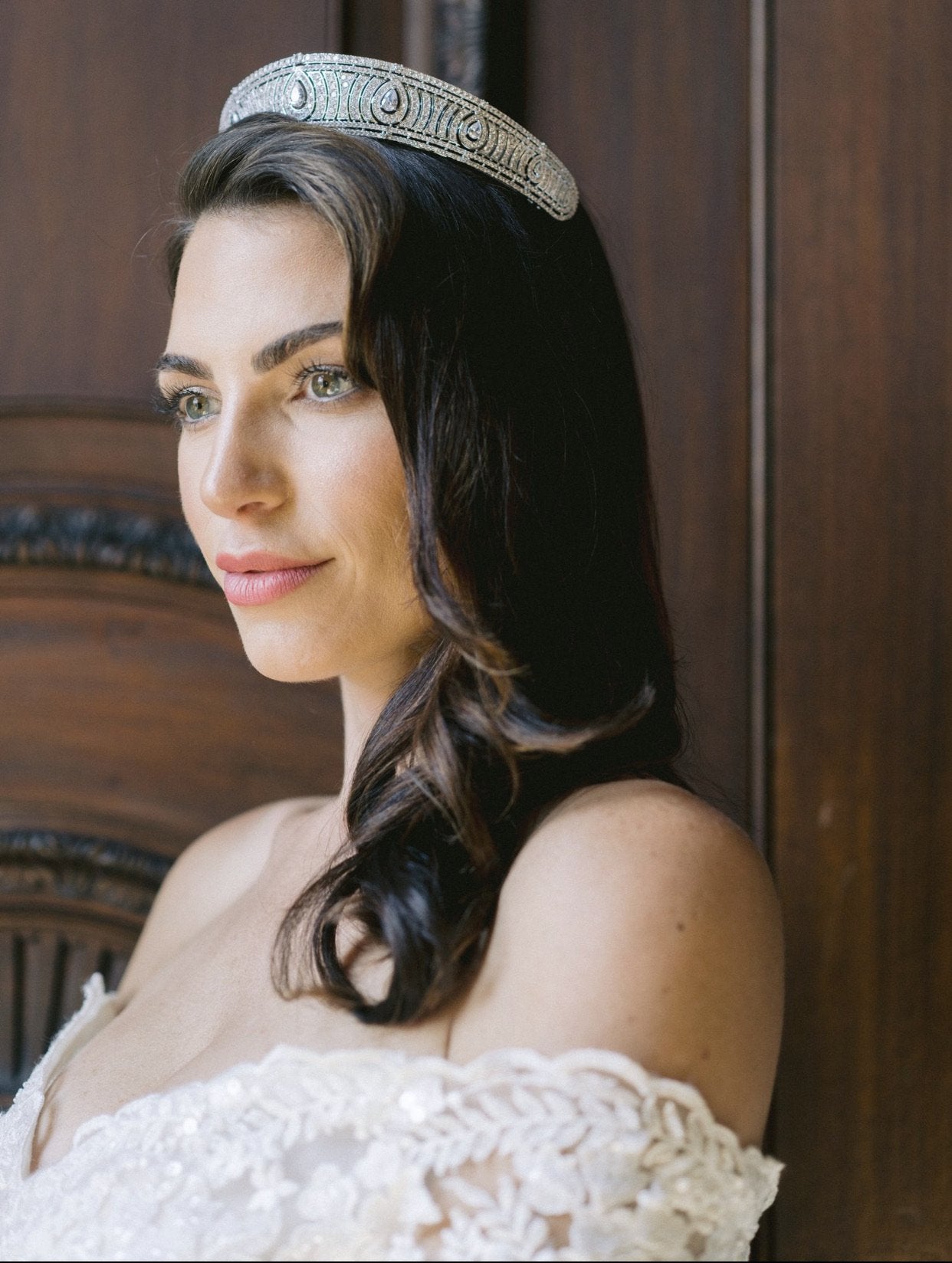 ANNE Simulated Diamond Bandeau Tiara - Elegant Crystal Bridal Headpiece for Weddings, Prom & Special Occasions