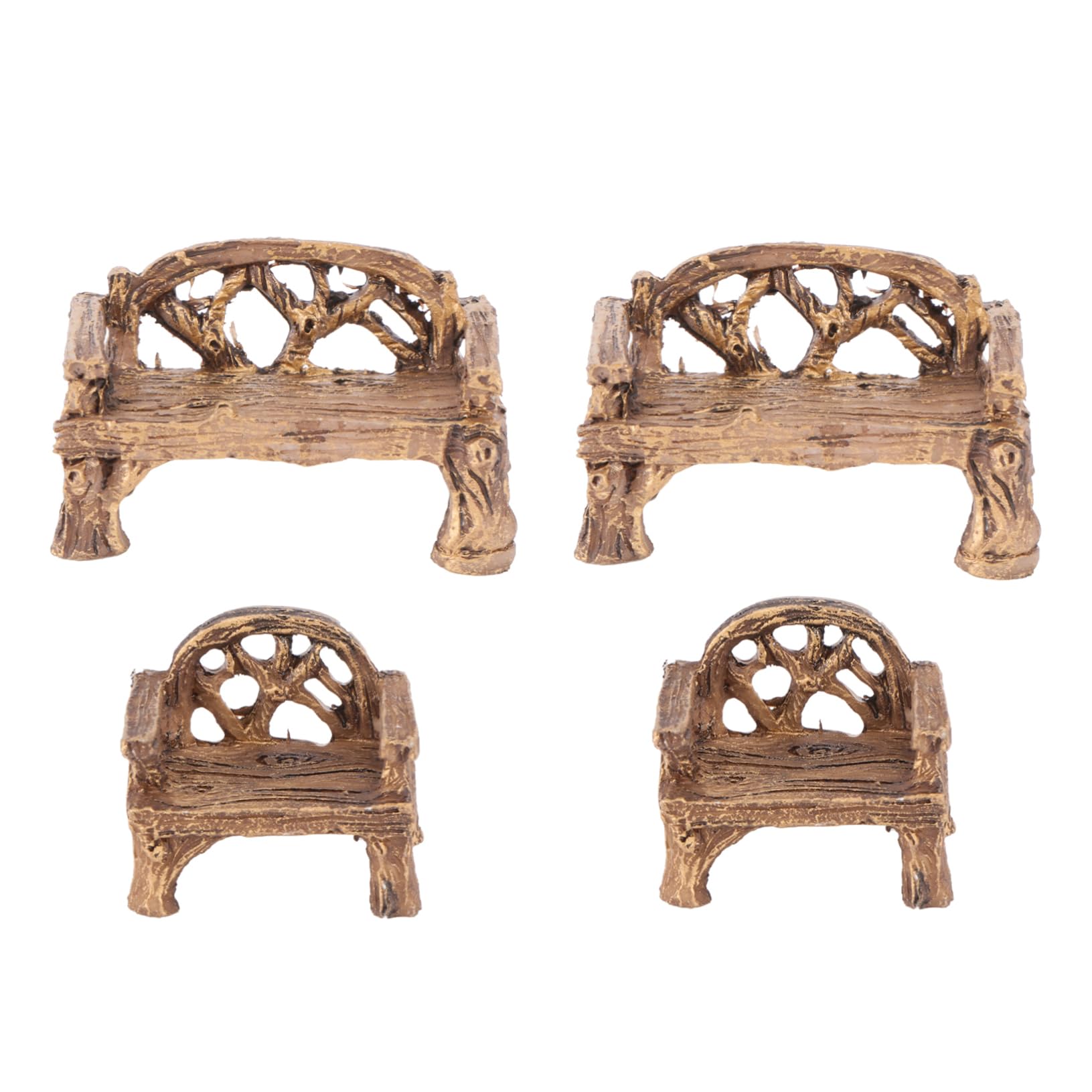 4-Piece Mini Resin Garden Chairs Set - Micro Landscape Decorative Furniture for Plants, Lawn & Outdoor Decor | Perfect for Fairy Gardens, Terrariums & Tabletop Displays
