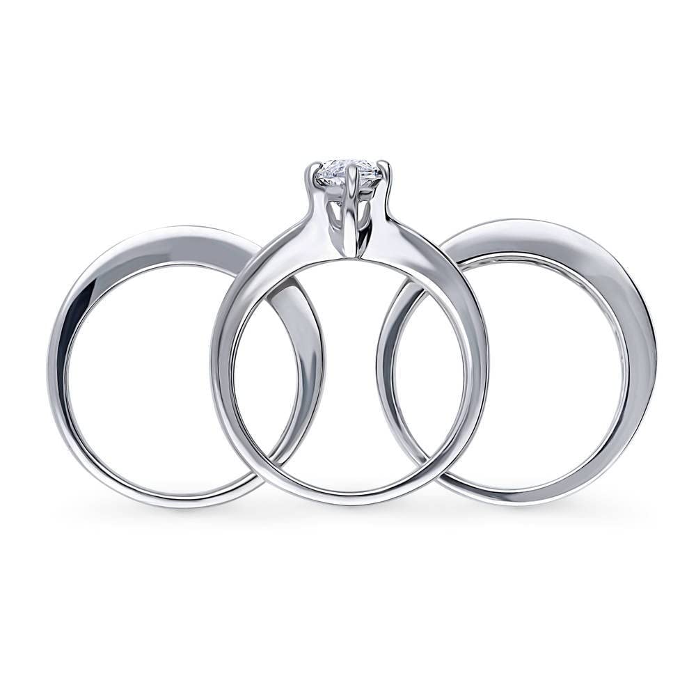 BERRICLE Sterling Silver Solitaire Wedding & Engagement Ring Set for Women - 1.6 Carat Marquise Cut Cubic Zirconia CZ Statement Ring, Rhodium Plated, Size 4-10 | Perfect for Proposals, Anniversaries & Special Occasions