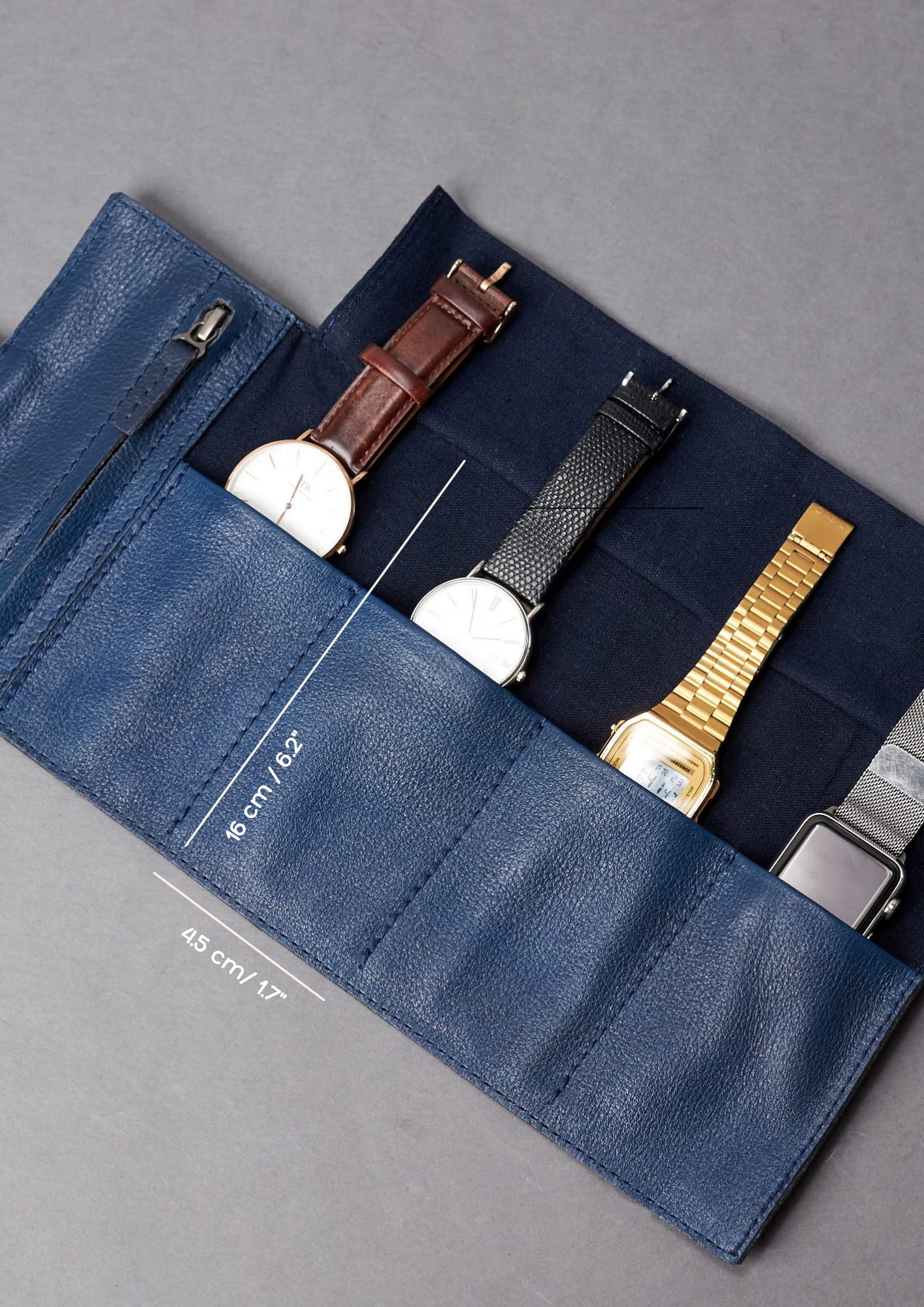Luxury Leather Watch Roll for Men - 2 Watch Storage | Travel & Display Case for Apple Watch Bands - Perfect Gift for Watch Lovers