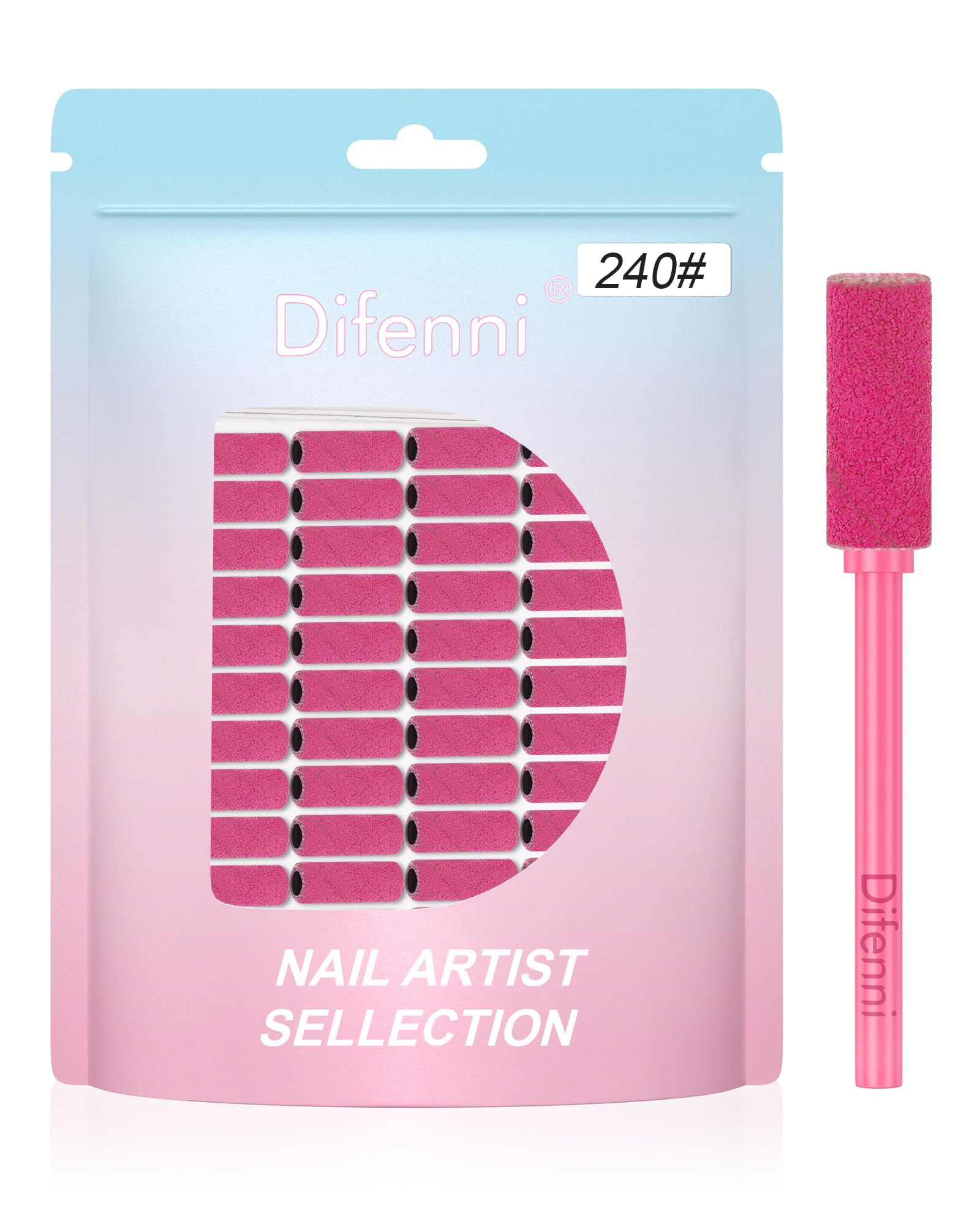 100 Pcs Mini Sanding Bands 240 Grit for Nail Drill - 3.1mm Mandrel Bit for Acrylic, Natural & Gel Nails - Rose Red | Perfect for Manicures, Pedicures & Nail Art at Home or Salon
