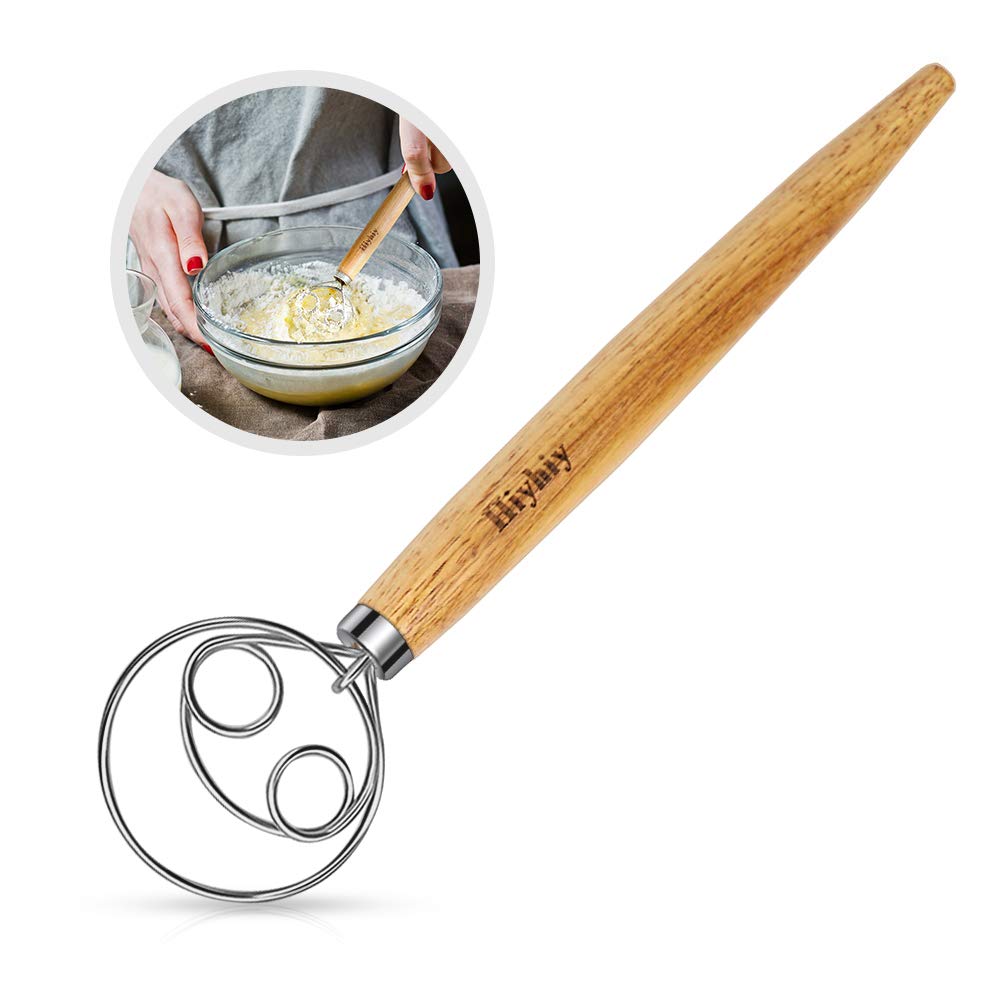 Premium Stainless Steel Danish Dough Whisk - Professional Bread Baking Tool for Sourdough, Pizza, Pastry & Cake Mixing | Ideal for Home Bakers & Kitchen Enthusiasts | Perfect for Kneading, Blending & Whisking Dough