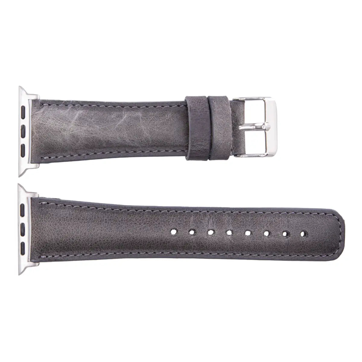 Premium Burnished Gray Leather Apple Watch Band - Classic & Stylish Replacement Strap for Apple Watch Series 1-9, SE & Ultra - Perfect for Work, Travel & Everyday Wear
