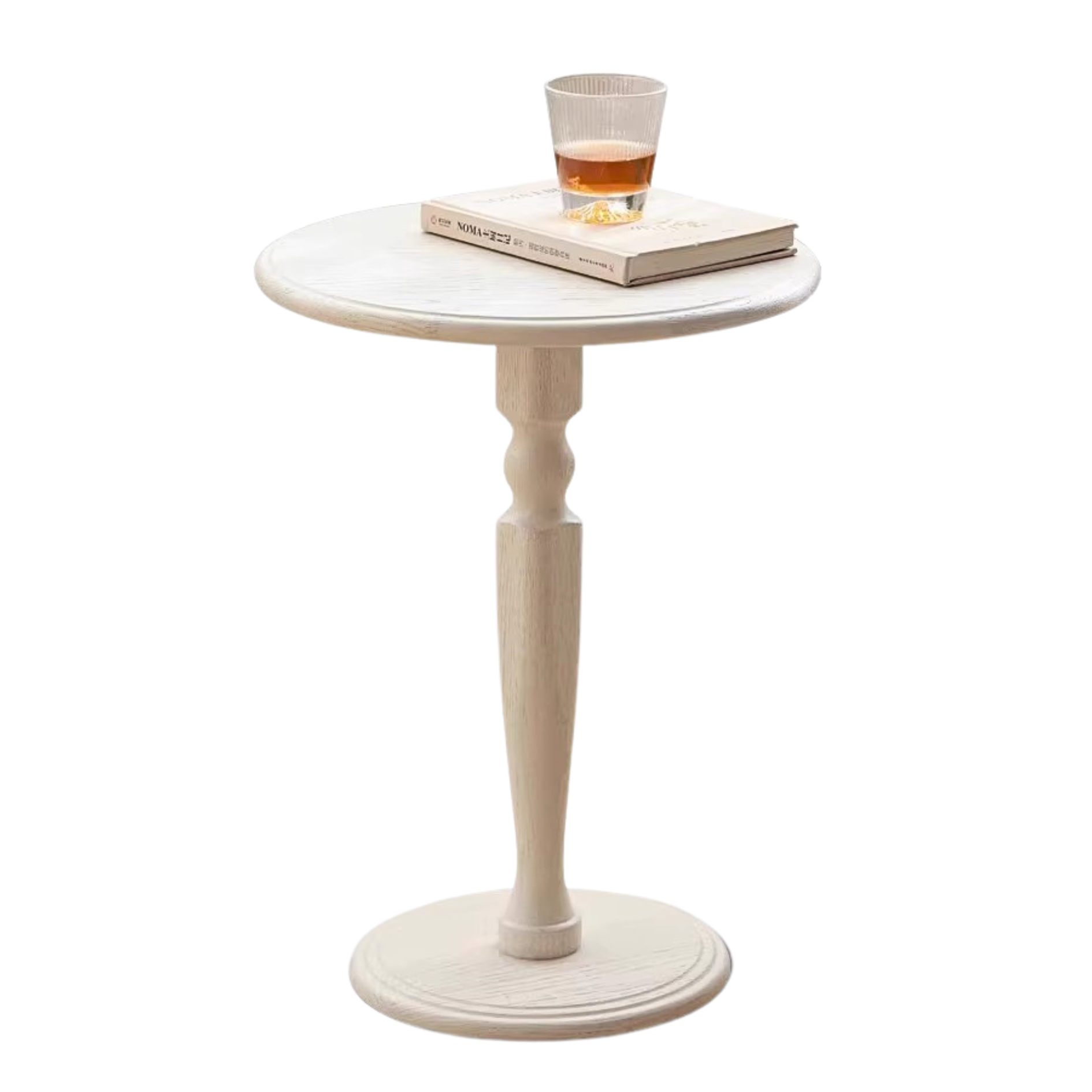 Solid Oak Wood Side Table - Cream Finish - Perfect for Living Room, Bedroom, or Office Accent Furniture