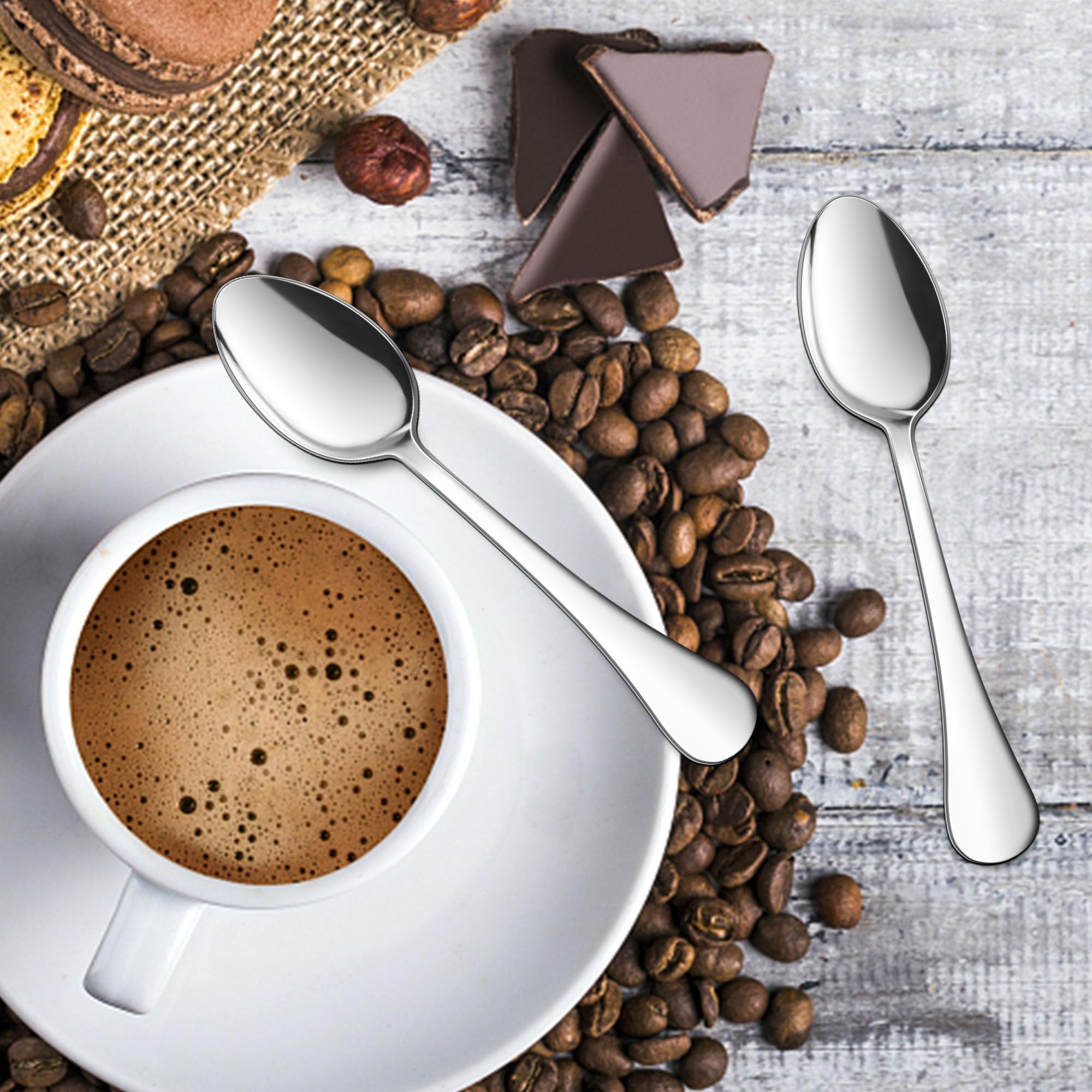 Premium 12-Piece E-far Coffee Spoon Set - 5 Inch 18/10 Stainless Steel Small Spoons for Espresso, Tea & Dessert - Mirror Finish & Ergonomic Round Handle - Dishwasher Safe - Perfect for Coffee Shops, Restaurants & Home Use