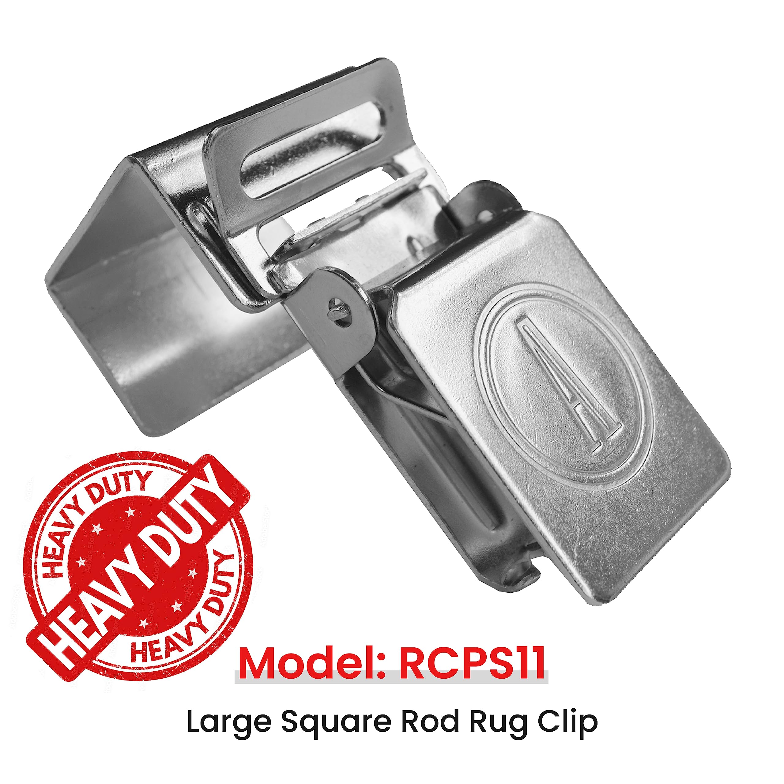 Heavy Duty Alligator Rug Clips for Large Rugs - 1 Inch Square Rod Compatible - Silver (10 Pack) - Perfect for Rug Display on Arms, Racks & Showroom Walls
