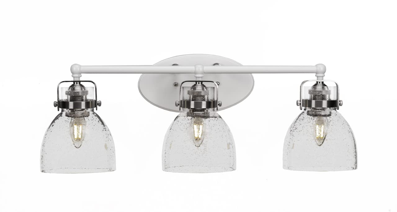 Easton 3-Light Bathroom Vanity Light Fixture in White & Brushed Nickel (1933-WHBN-4110) - Modern Bathroom Lighting for Vanity, Mirror, and Sink Areas
