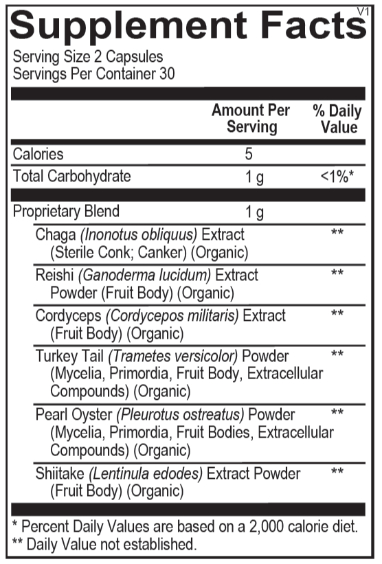 Mycoactive Mushroom Supplement - 60 Capsules for Immune Support, Energy & Focus | Organic Reishi, Lion's Mane, Cordyceps Blend | Vegan, Non-GMO | Daily Wellness & Cognitive Boost