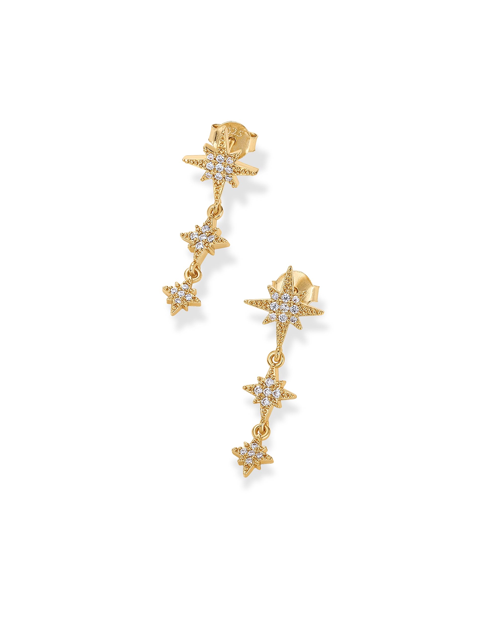 PAVOI 14K Gold Plated Sterling Silver Cubic Zirconia North Star Drop Dangle Earrings for Women | Elegant Celestial Jewelry for Party, Wedding & Evening Occasions