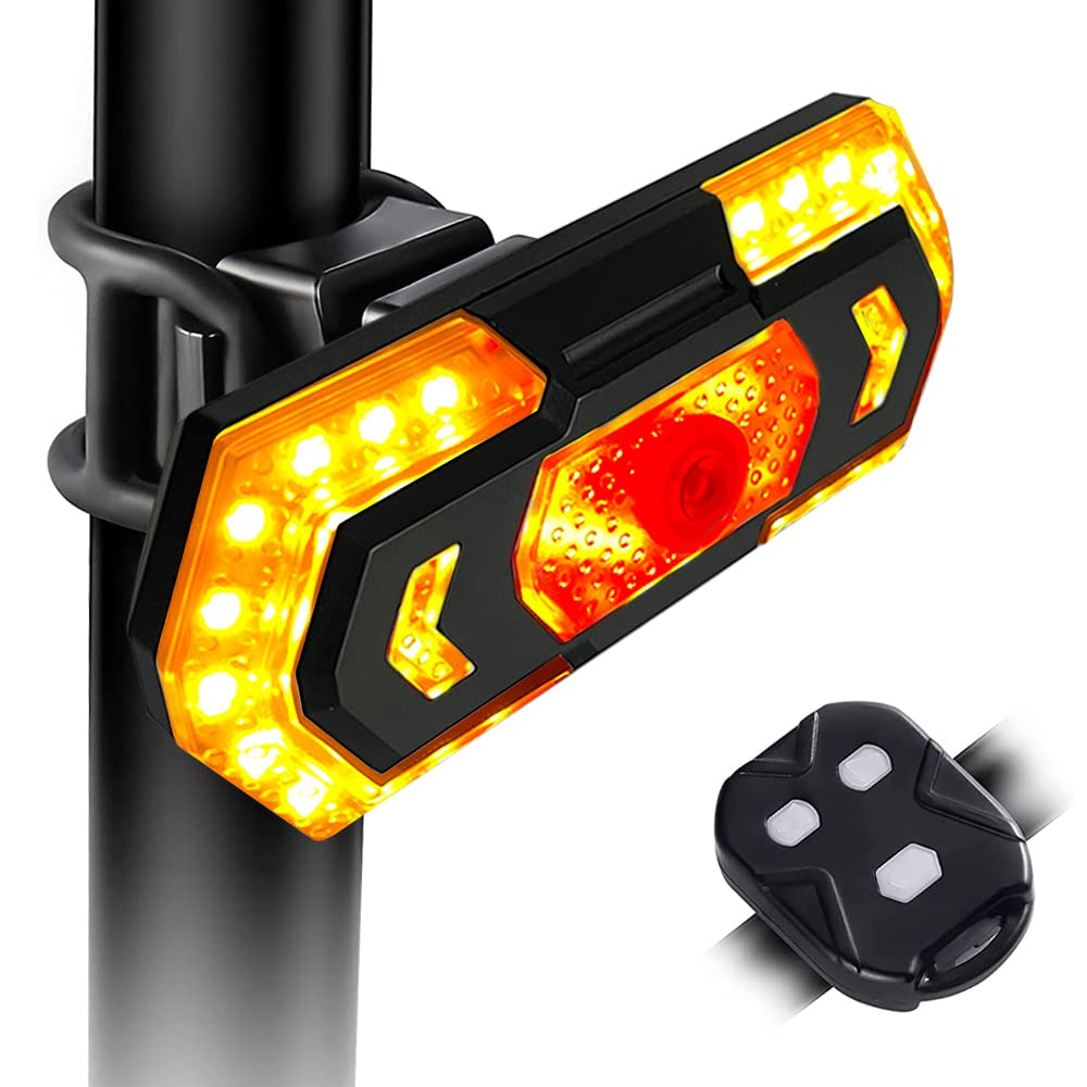 JINKEY USB Rechargeable Bike Turn Signals - 120 Lumens LED Rear Bike Light with Wireless Remote Control, IPX5 Waterproof Cycling Safety Light for Night Riding | Perfect for Commuting, Mountain Biking & Urban Cycling
