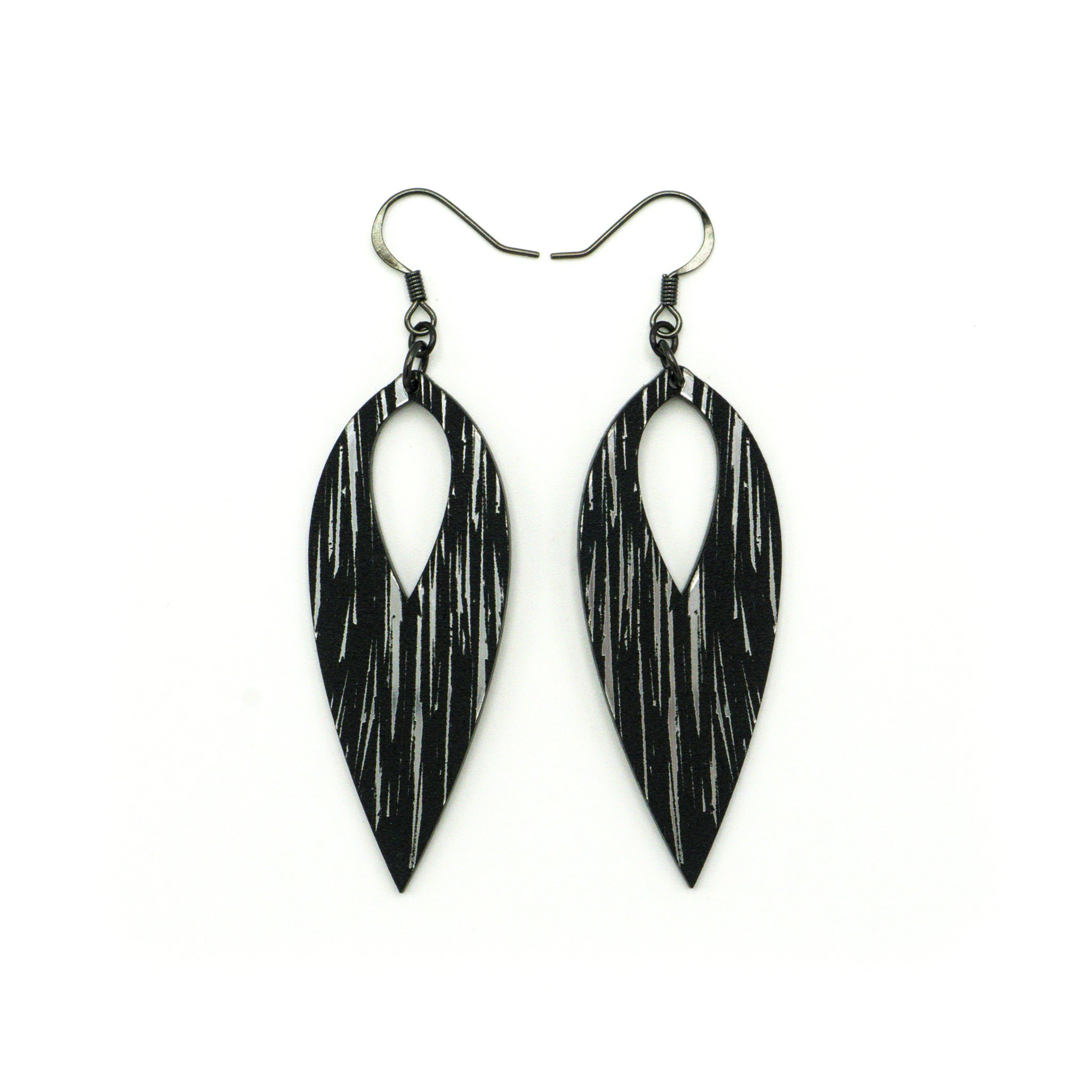 Nativas 23R Acrylic Earrings - Brushed Silver & Black Dangle Earrings for Women | Stylish Fashion Accessories for Parties, Work & Everyday Wear