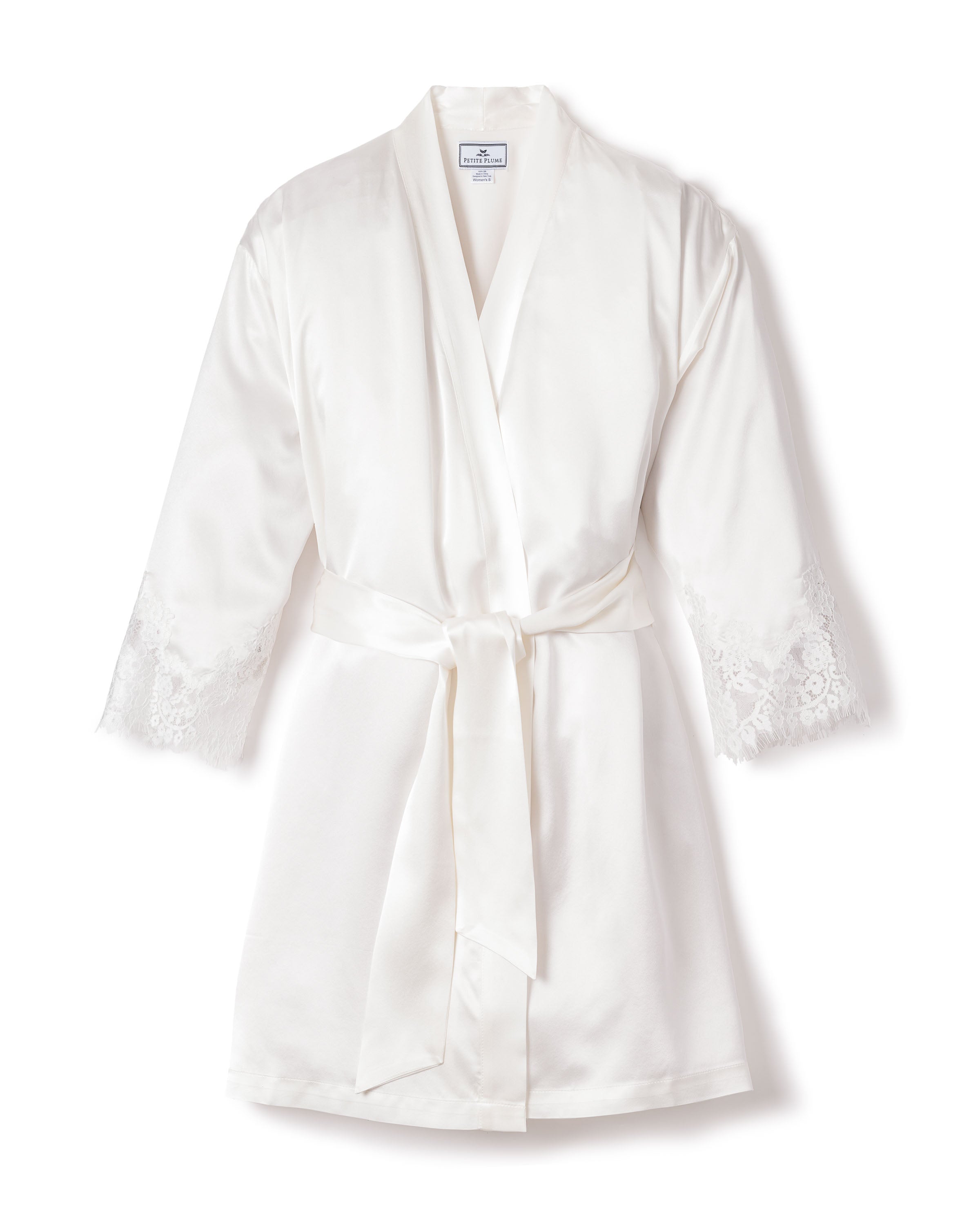 Periwinkle Silk Lace Robe for Women - Elegant Sleepwear & Bridal Loungewear - Perfect for Spa Days, Honeymoons & Luxury Home Relaxation